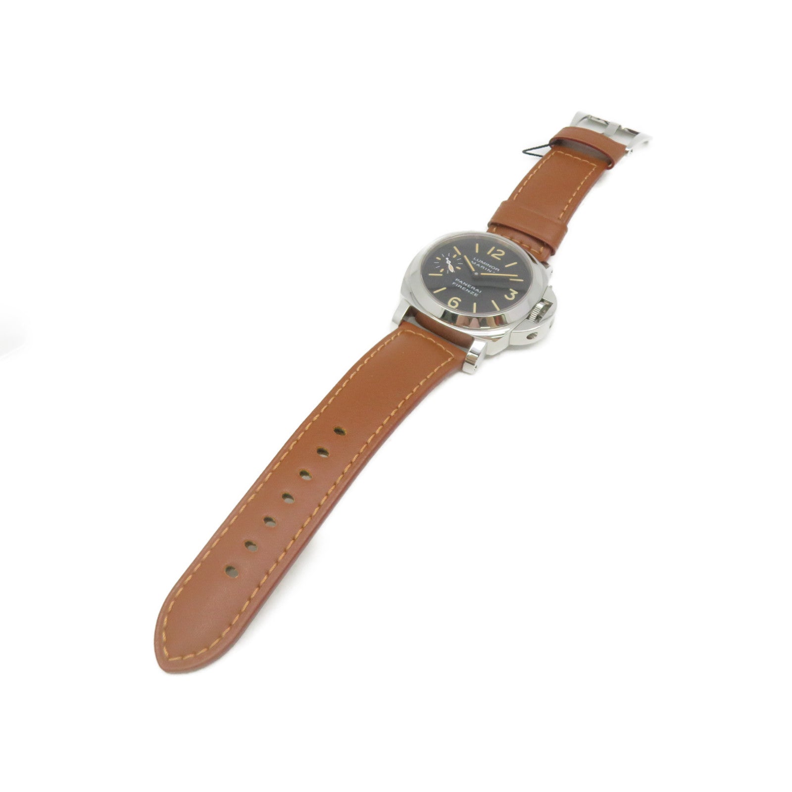 PANERAI PAM001 Watch不鏽鋼/牛皮皮革自動機芯手錶黑色/啡色
