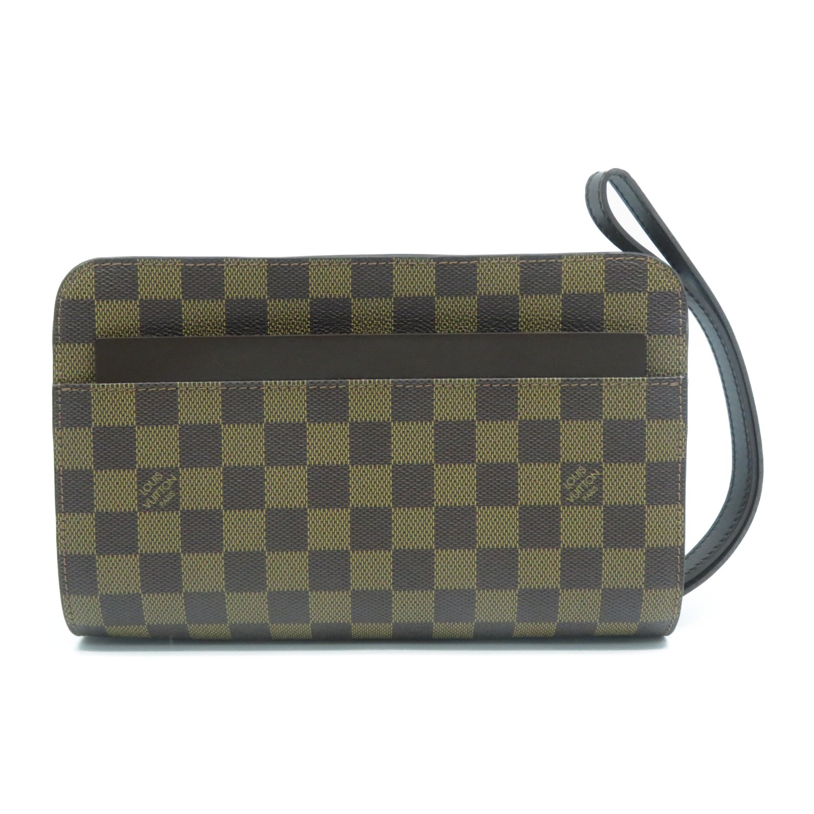 LOUIS VUITTON Damier Ebene Pochette Saint金扣手拿包啡色