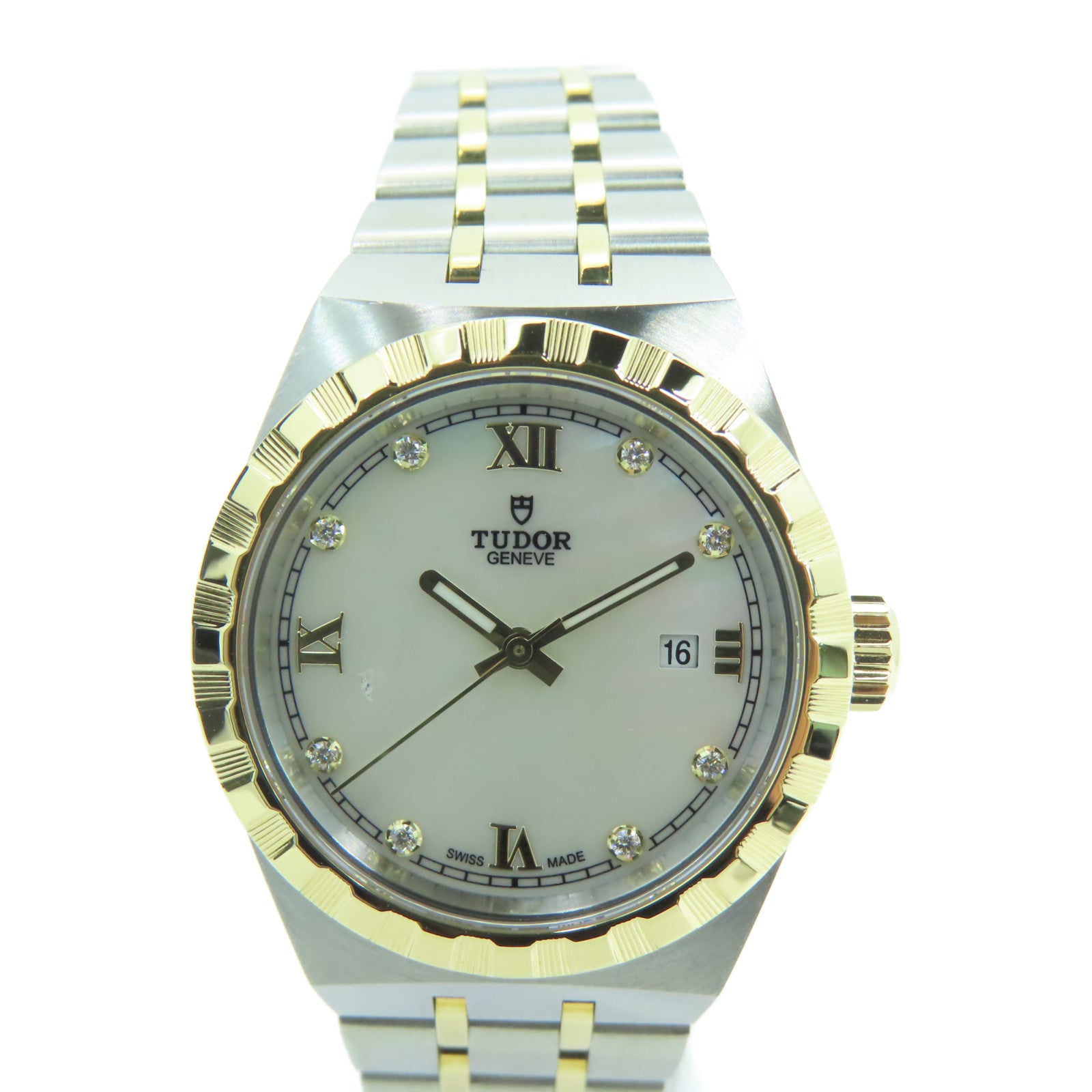 TUDOR Royal 28mm不锈钢钻石手表自动机芯白色
