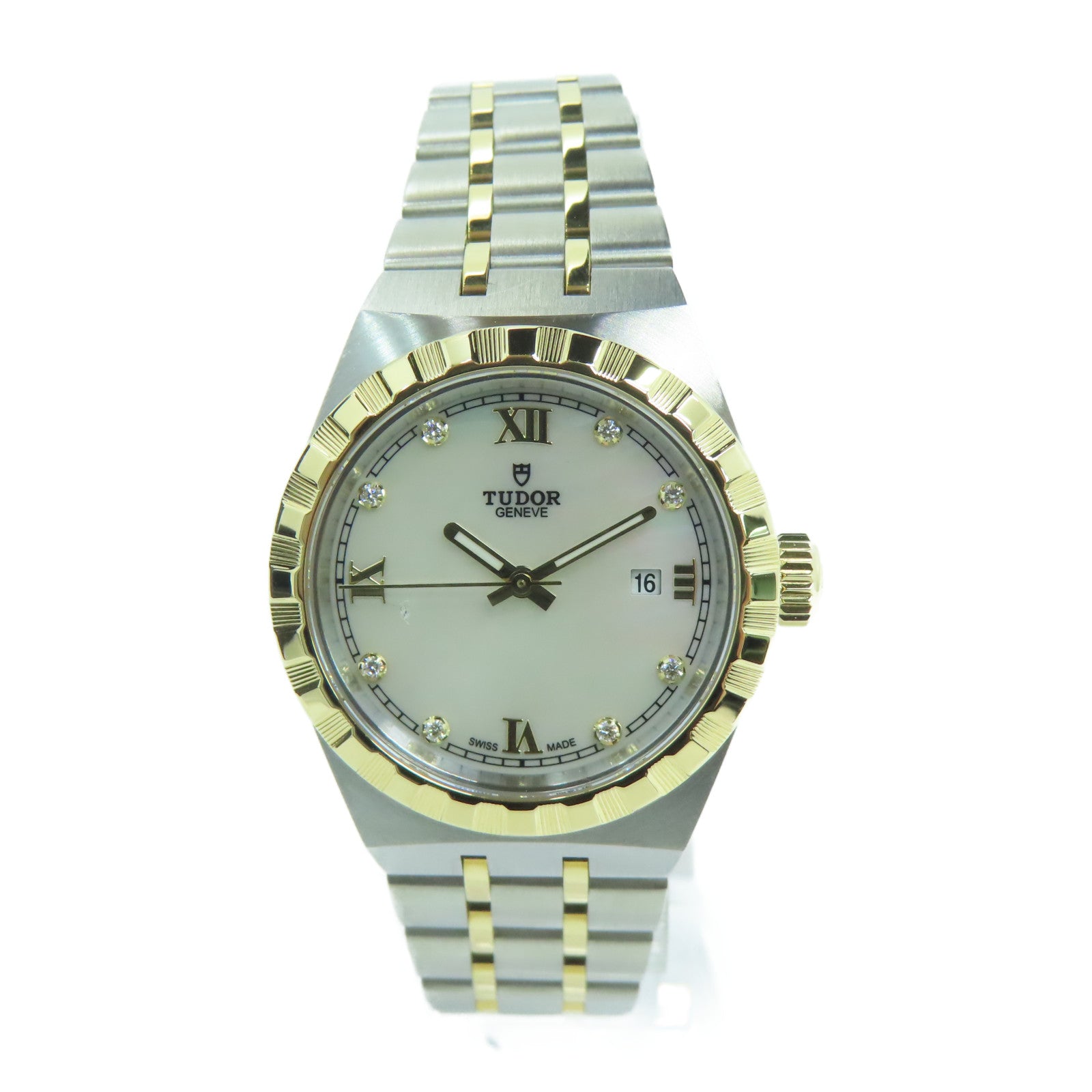 TUDOR Royal 28mm不锈钢钻石手表自动机芯白色