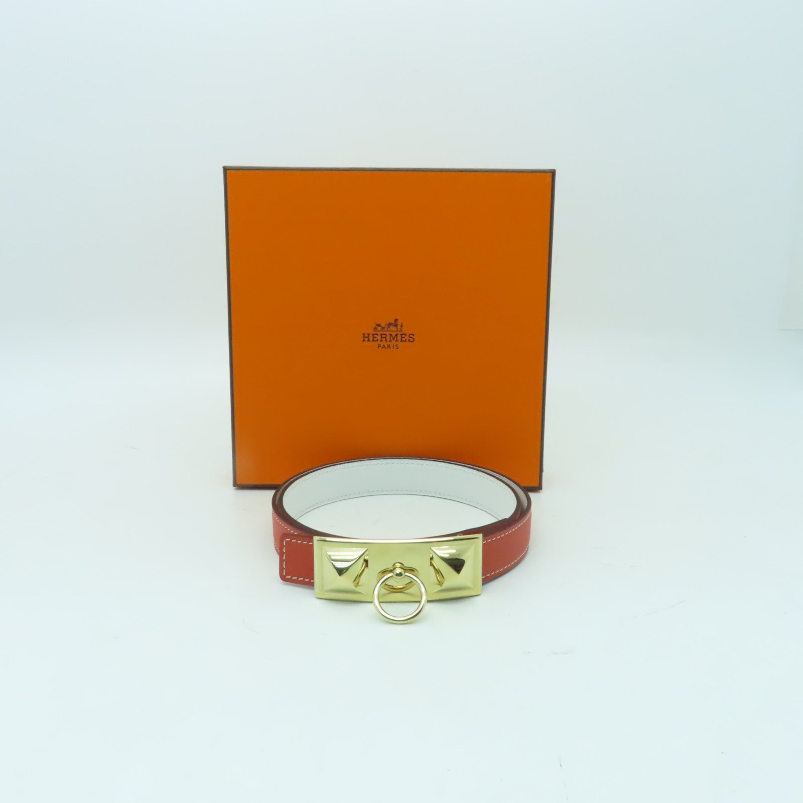 HERMES Swift皮革Belt 80cm金扣皮帶Rose Jaipur粉紅色