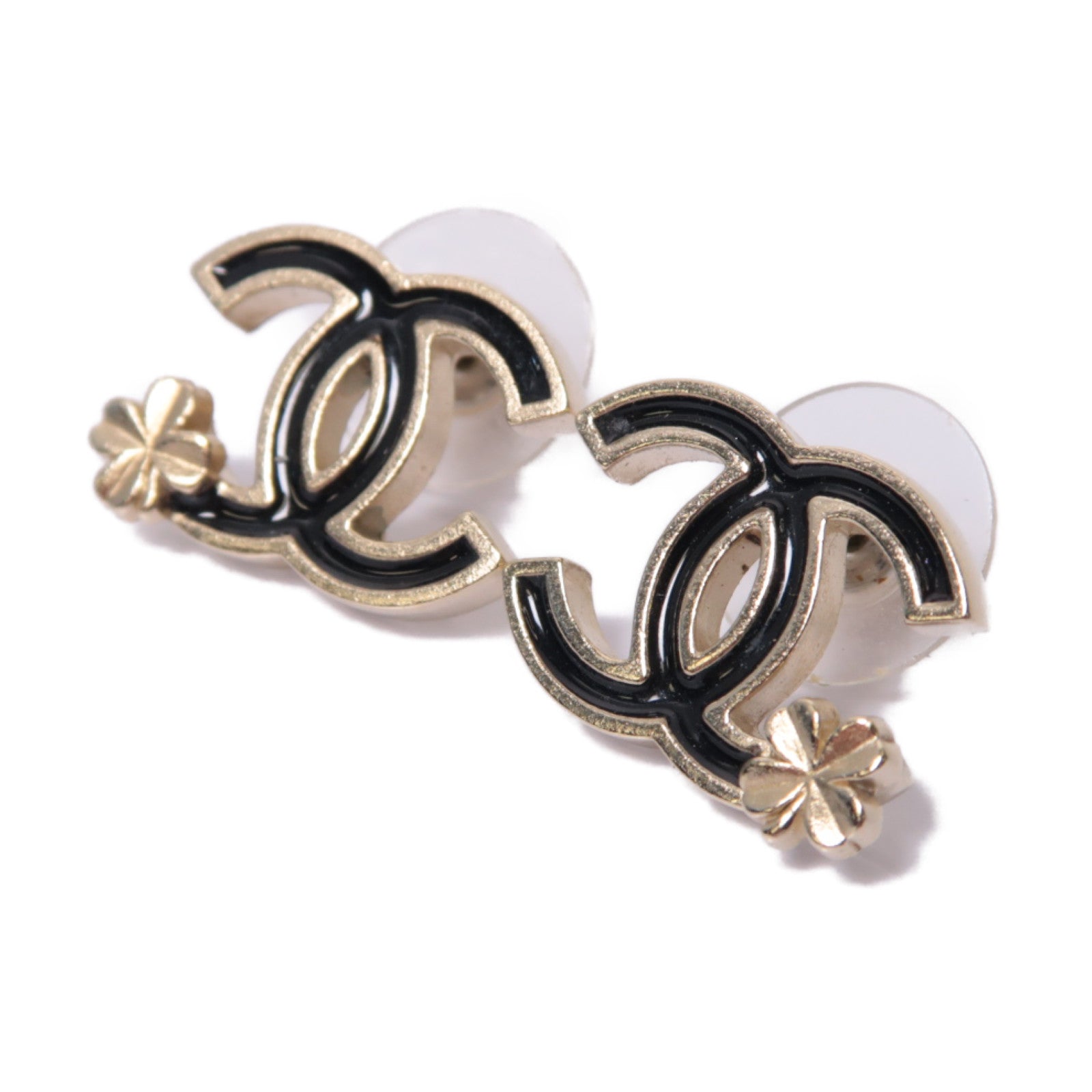 CHANEL 金屬Earrings耳環金色/黒色