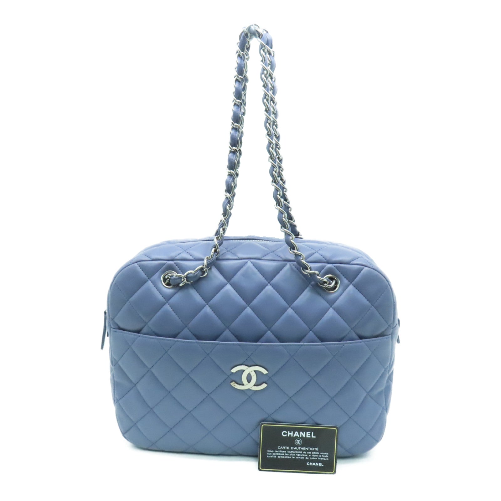CHANEL Rhombus Sheepskin Leather Chain Shoulder Bag Silver Buckle Chain Belt Shoulder Bag Purple