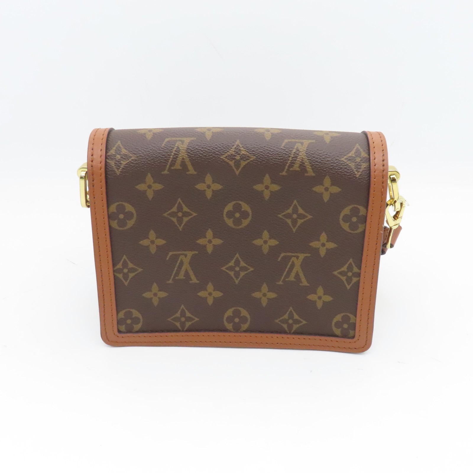 LOUIS VUITTON Monogram Reverse Mini Dauphine Gold Buckle Shoulder Bag Brown
