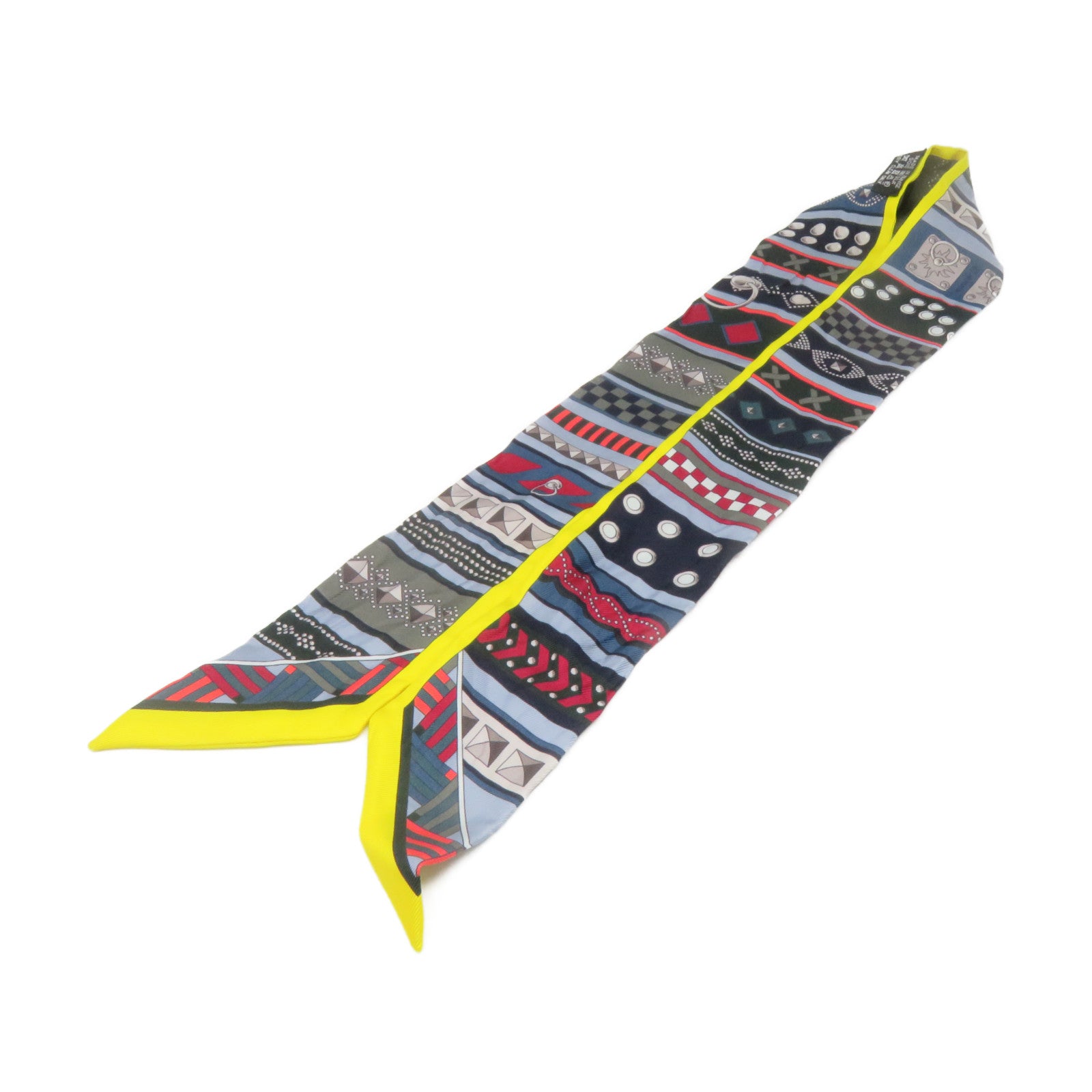 HERMES 絲質Twilly Scarf絲巾黃色/彩色