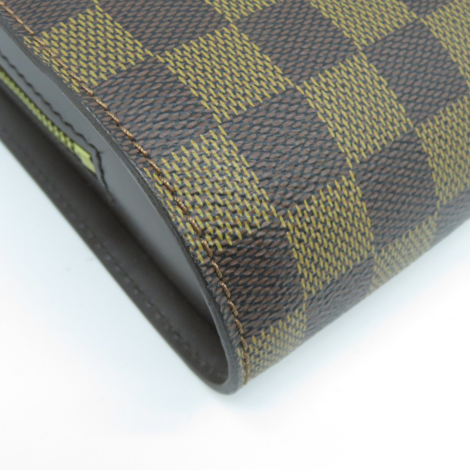 LOUIS VUITTON Damier Ebene Pochette Saint金扣手拿包啡色