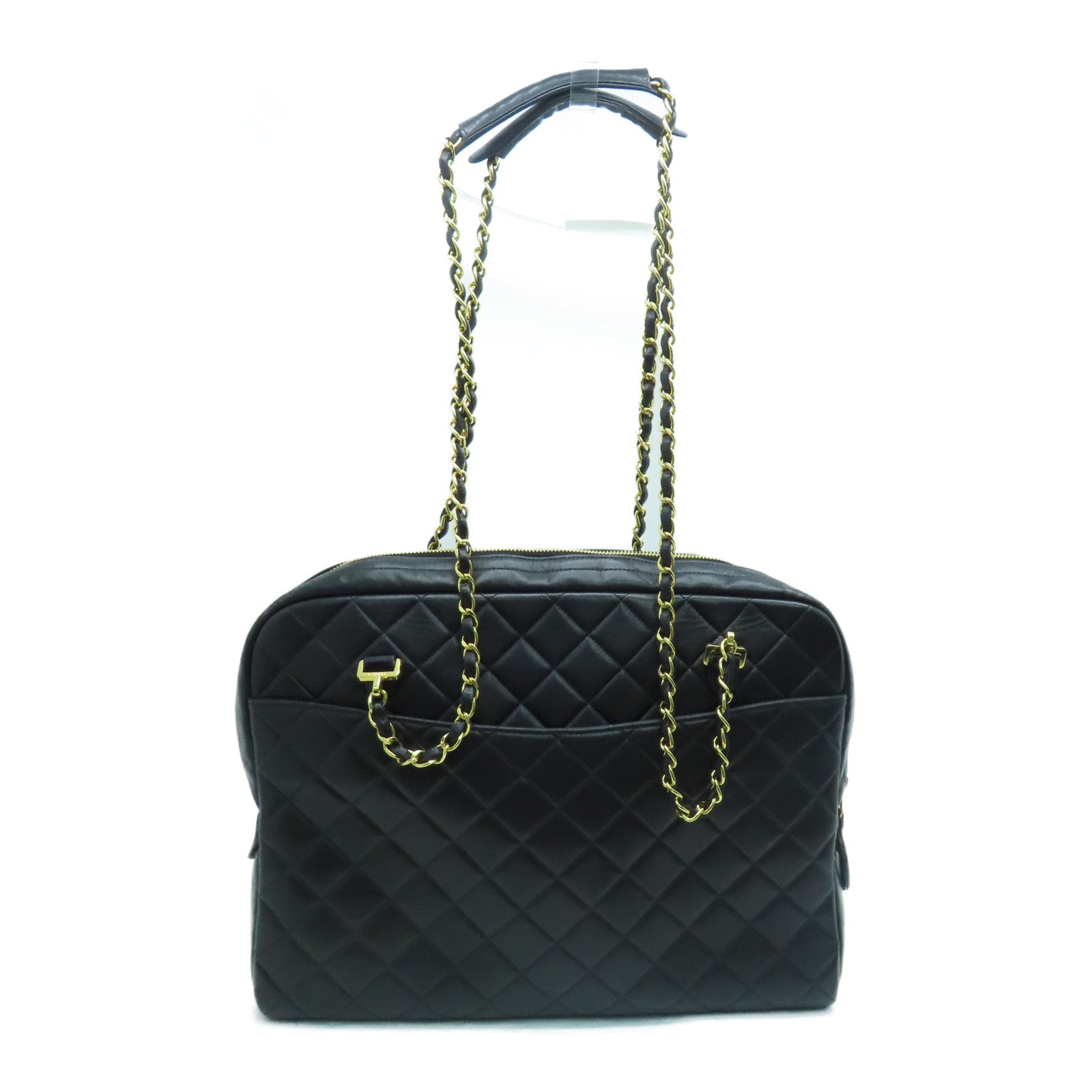 CHANEL 菱格羊皮皮革Chain Shoulder金扣肩背袋黑色