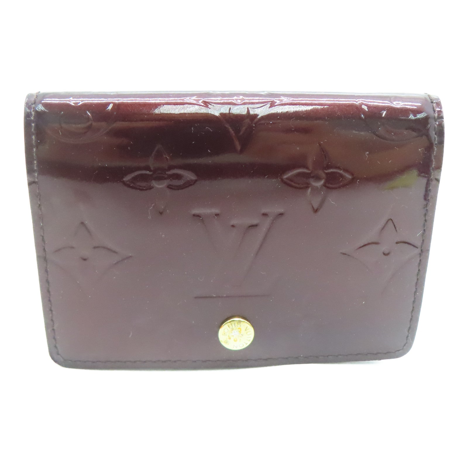 LOUIS VUITTON Monogram Vernis Card Case金扣卡片套红色