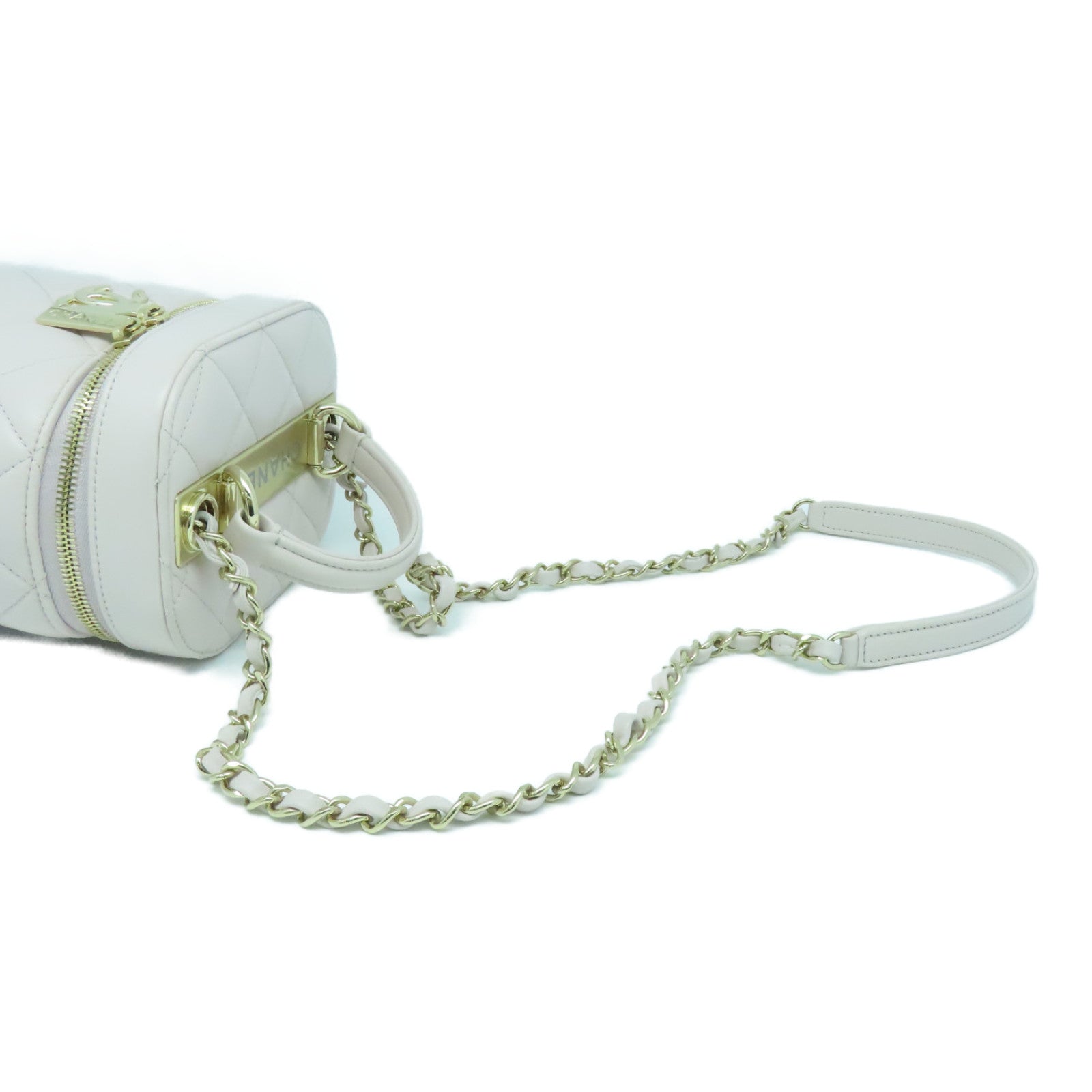 CHANEL 菱格羊皮皮革Vanity Chain Shoulder Bag金扣链带肩背袋粉红色