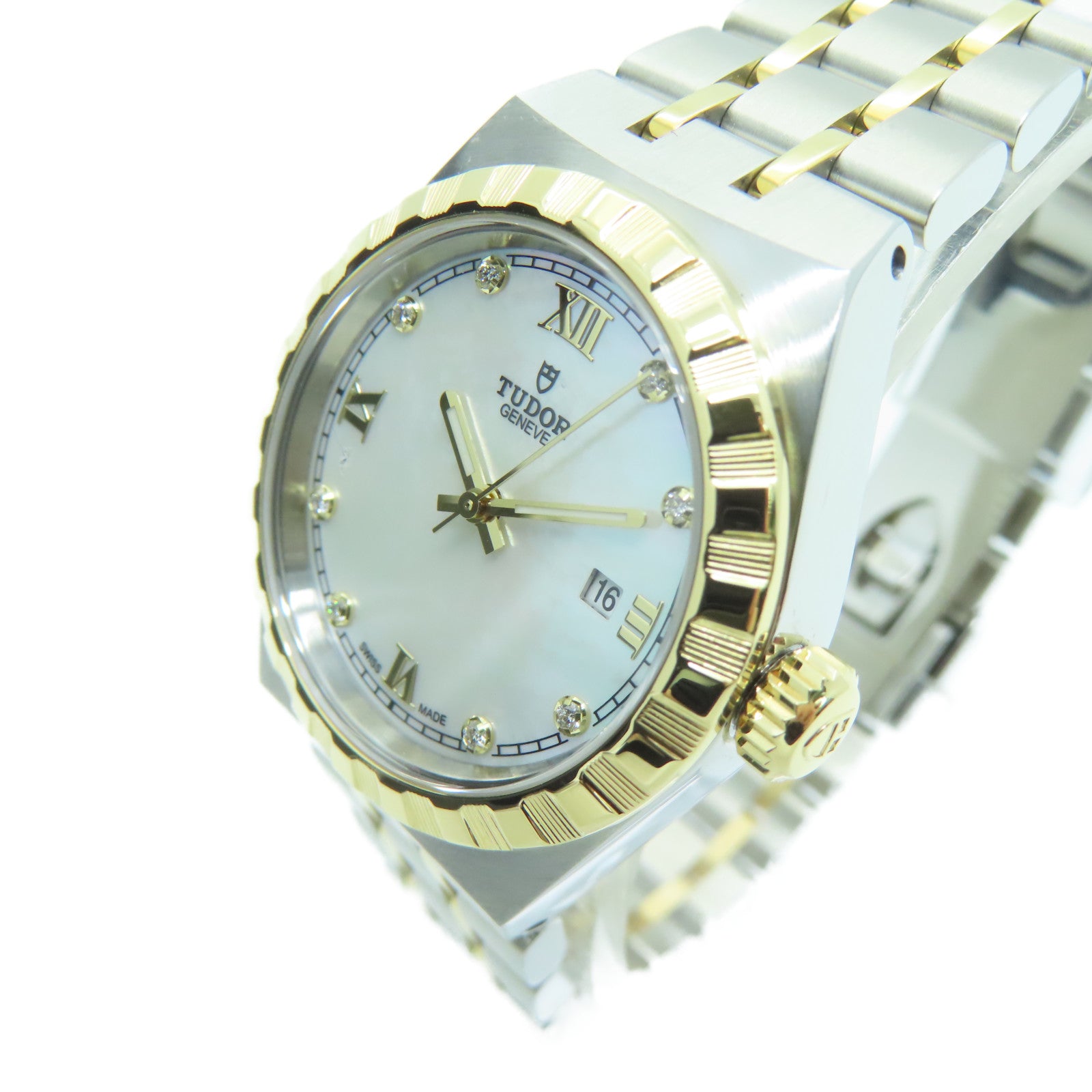 TUDOR Royal 28mm不锈钢钻石手表自动机芯白色
