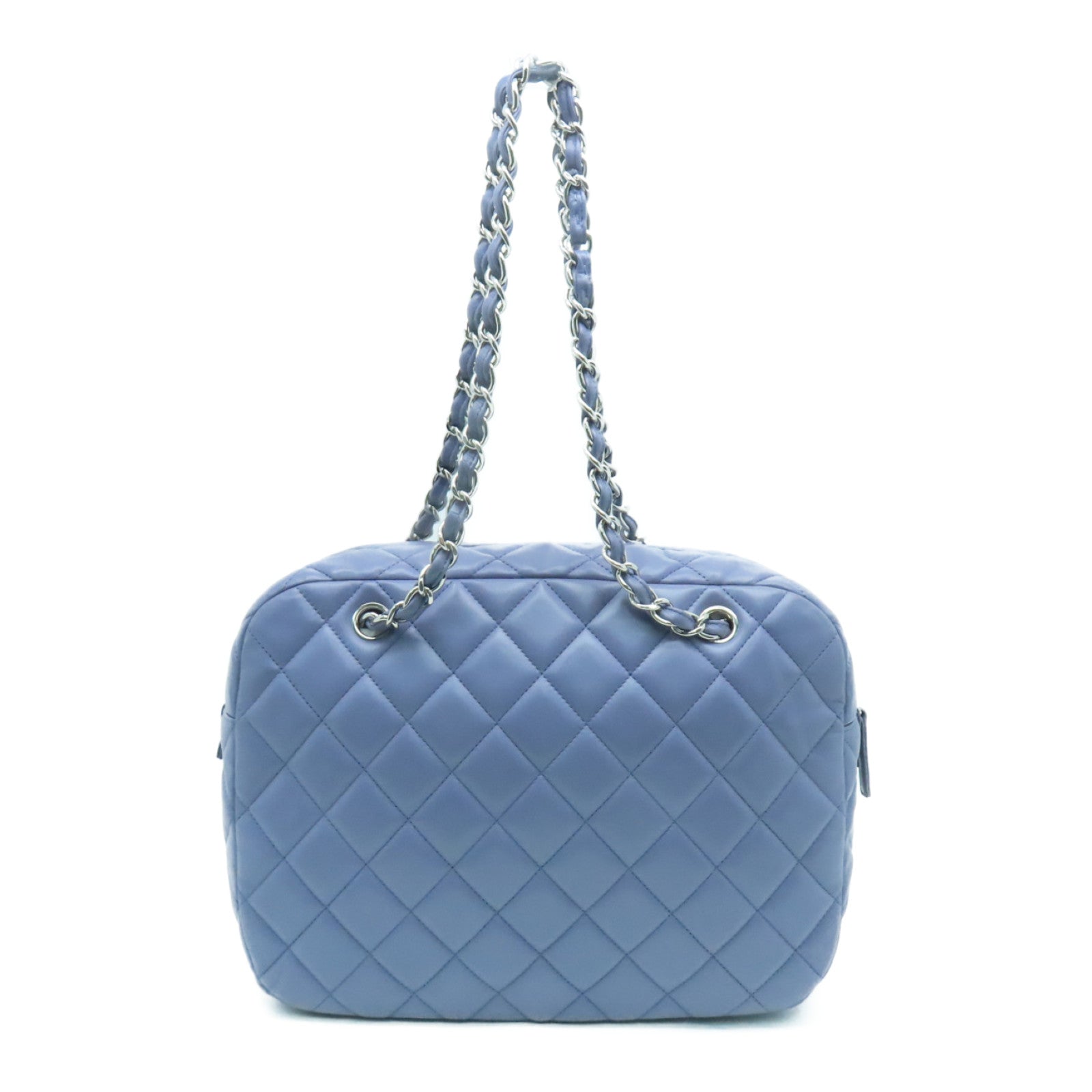 CHANEL Rhombus Sheepskin Leather Chain Shoulder Bag Silver Buckle Chain Belt Shoulder Bag Purple