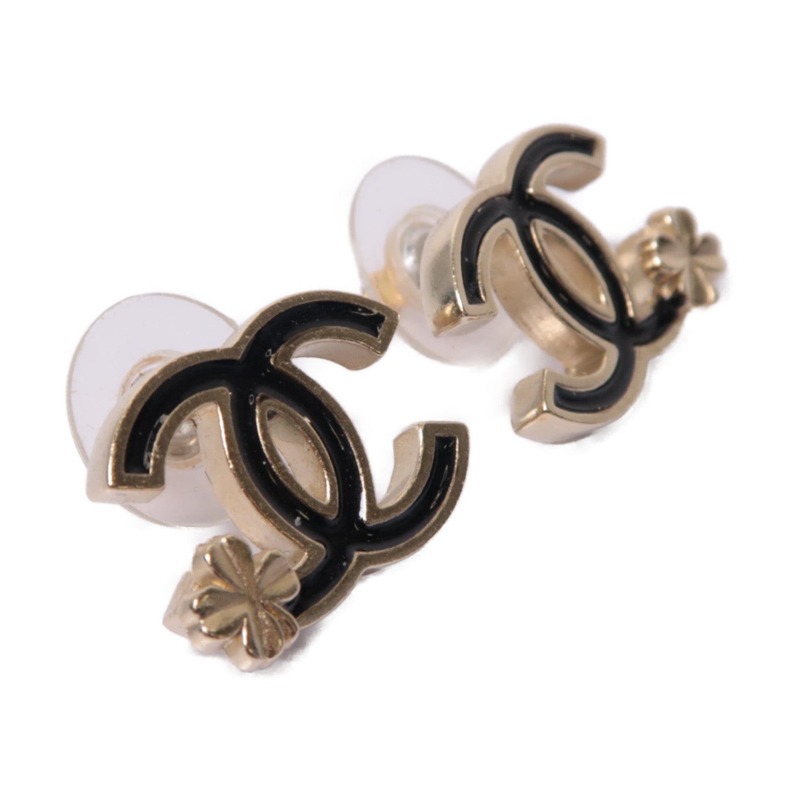 CHANEL 金屬Earrings耳環金色/黒色