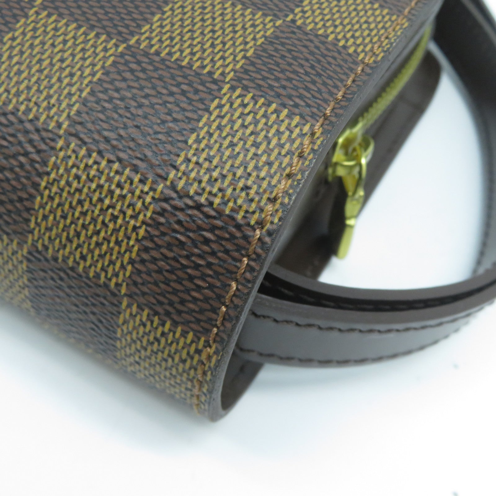 LOUIS VUITTON Damier Ebene Pochette Saint金扣手拿包啡色