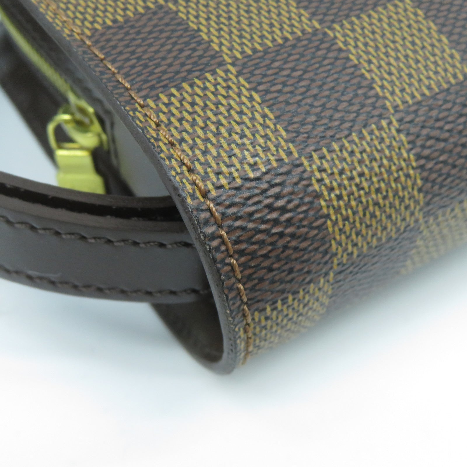 LOUIS VUITTON Damier Ebene Pochette Saint金扣手拿包啡色