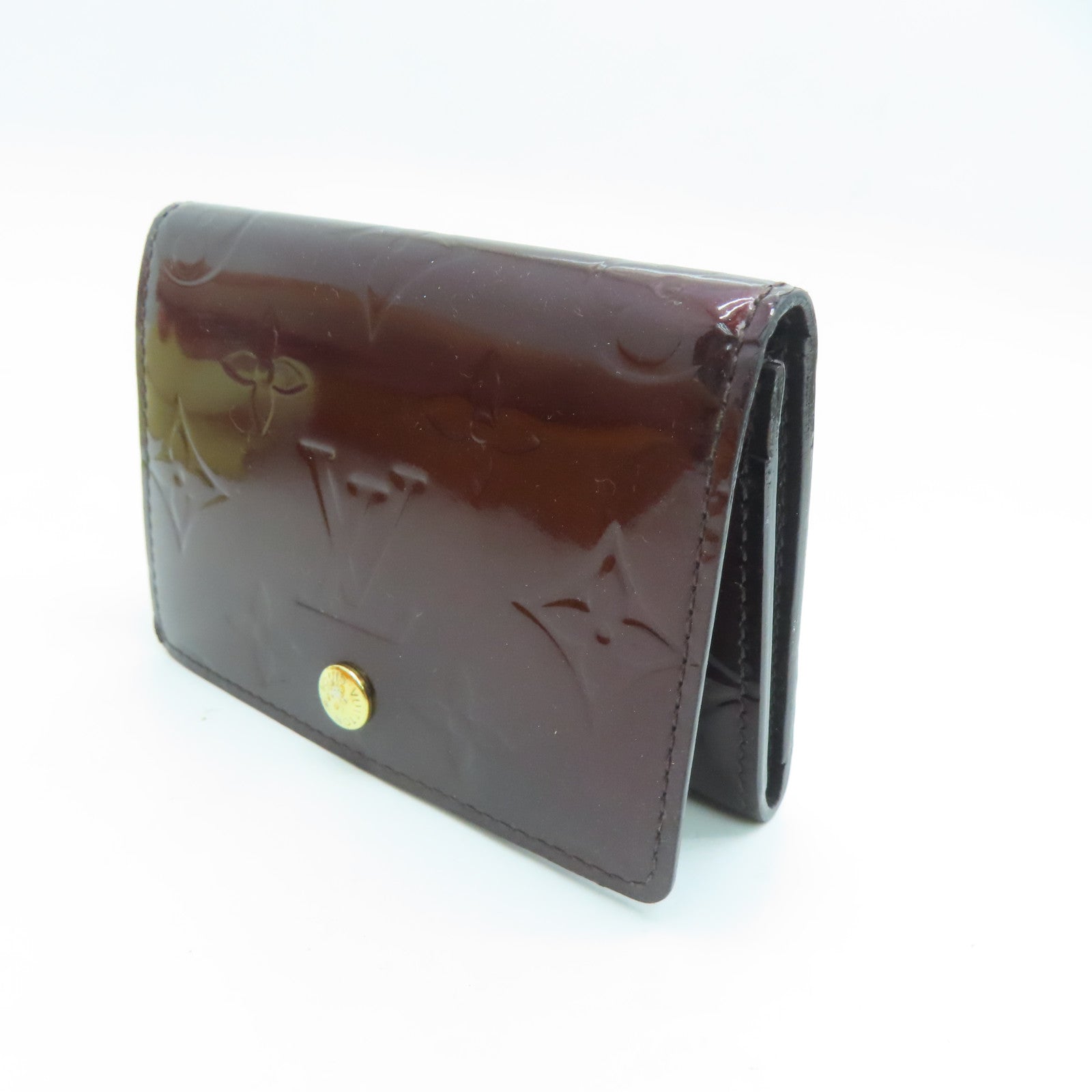 LOUIS VUITTON Monogram Vernis Card Case金扣卡片套红色