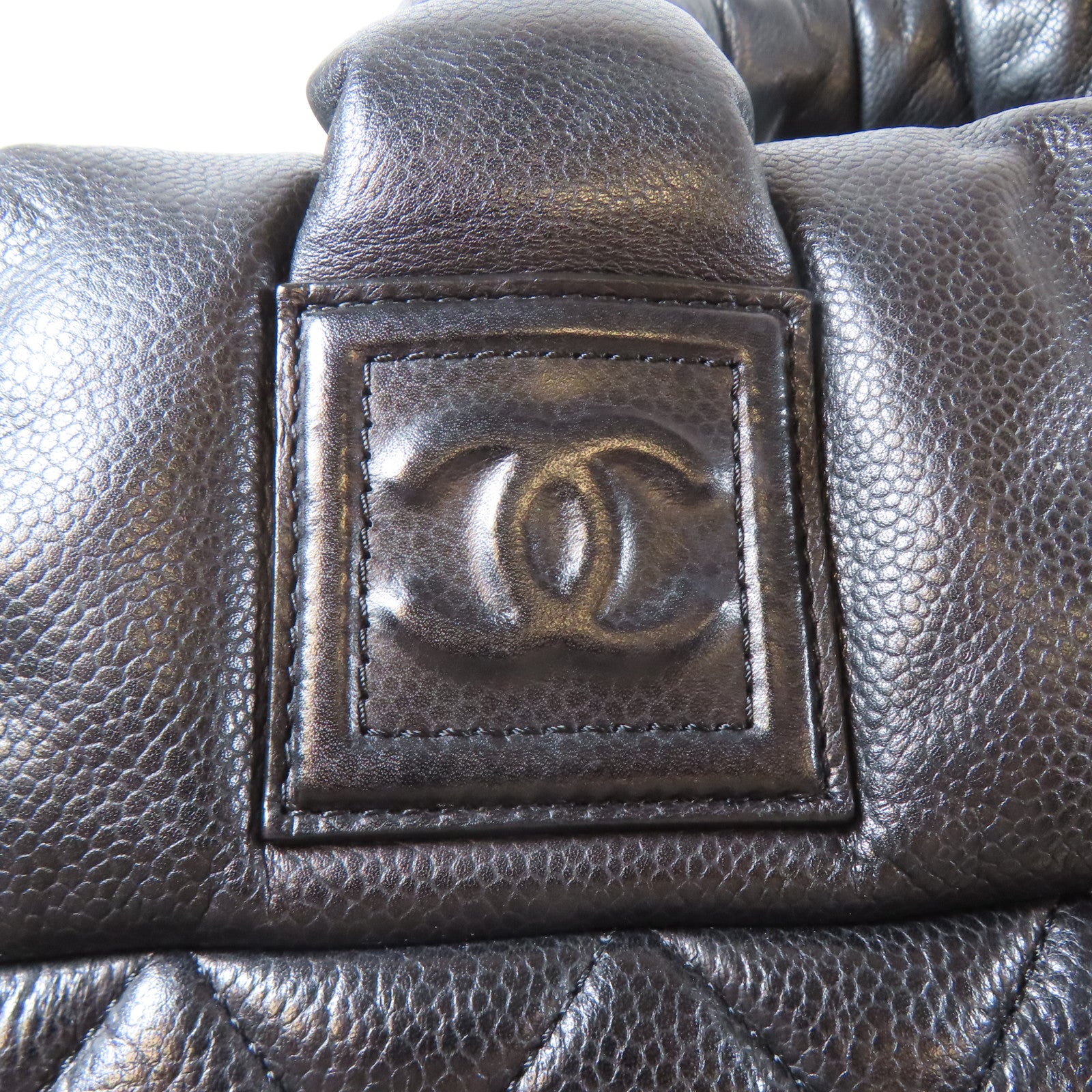 CHANEL 菱格Caviar皮革Co Co Cocoon銀扣肩背袋黑色