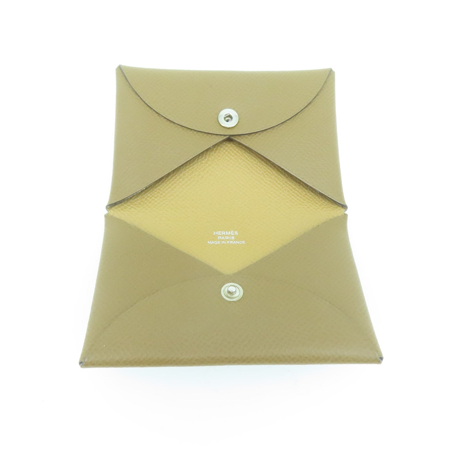 HERMES Epsom皮革Calvi卡片包Gold/啡色