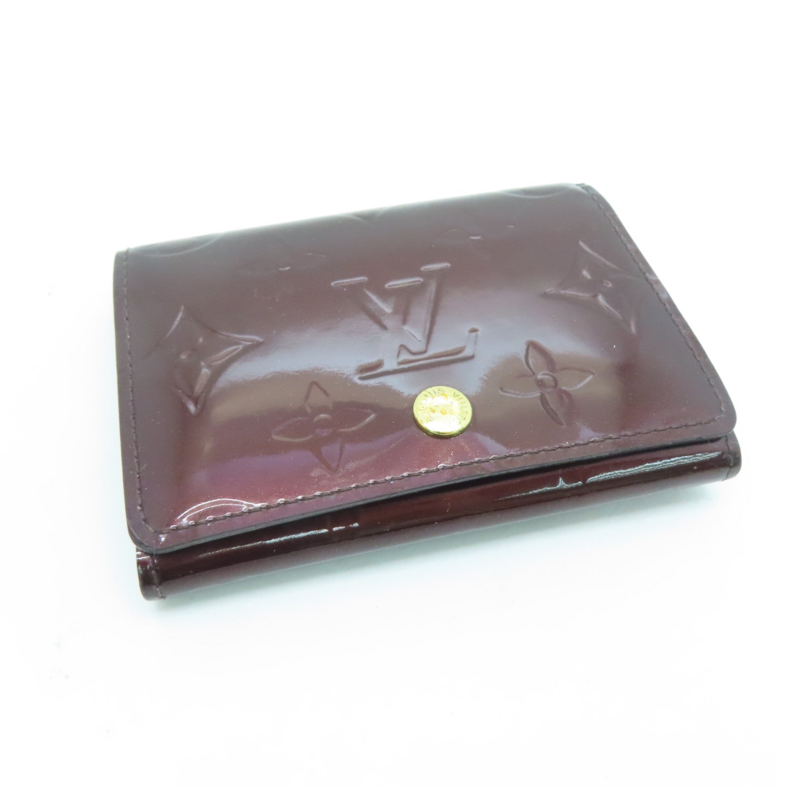 LOUIS VUITTON Monogram Vernis Card Case金扣卡片套红色