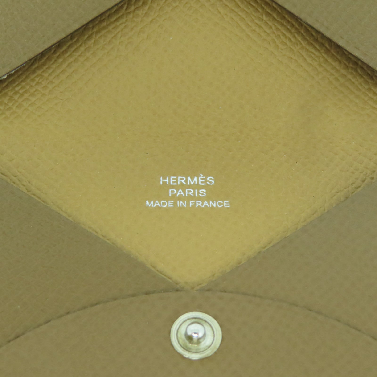 HERMES Epsom皮革Calvi卡片包Gold/啡色