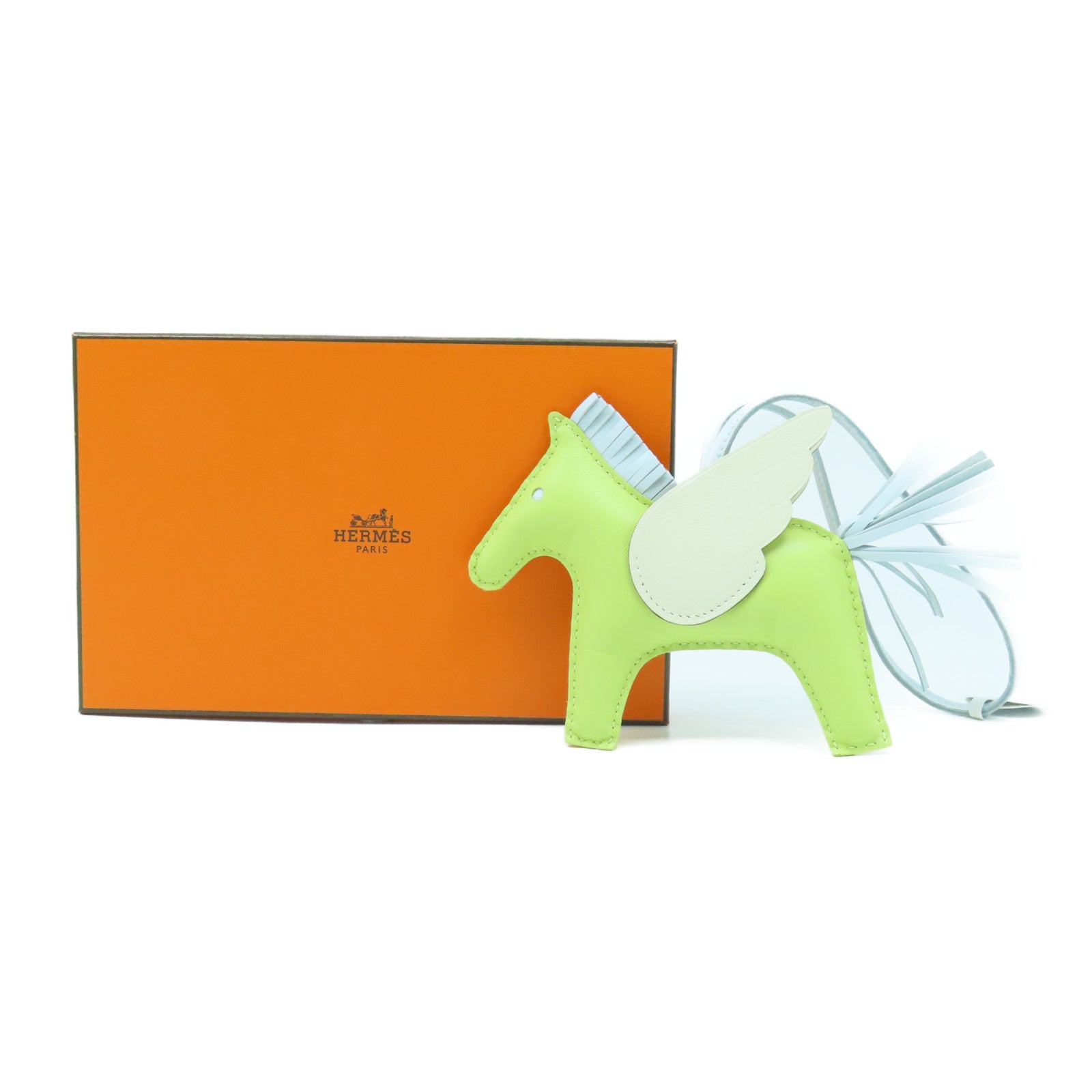 HERMES 【激減優惠】Swift皮革Rodeo Pegase MM Charm掛飾淺綠色/淺藍色