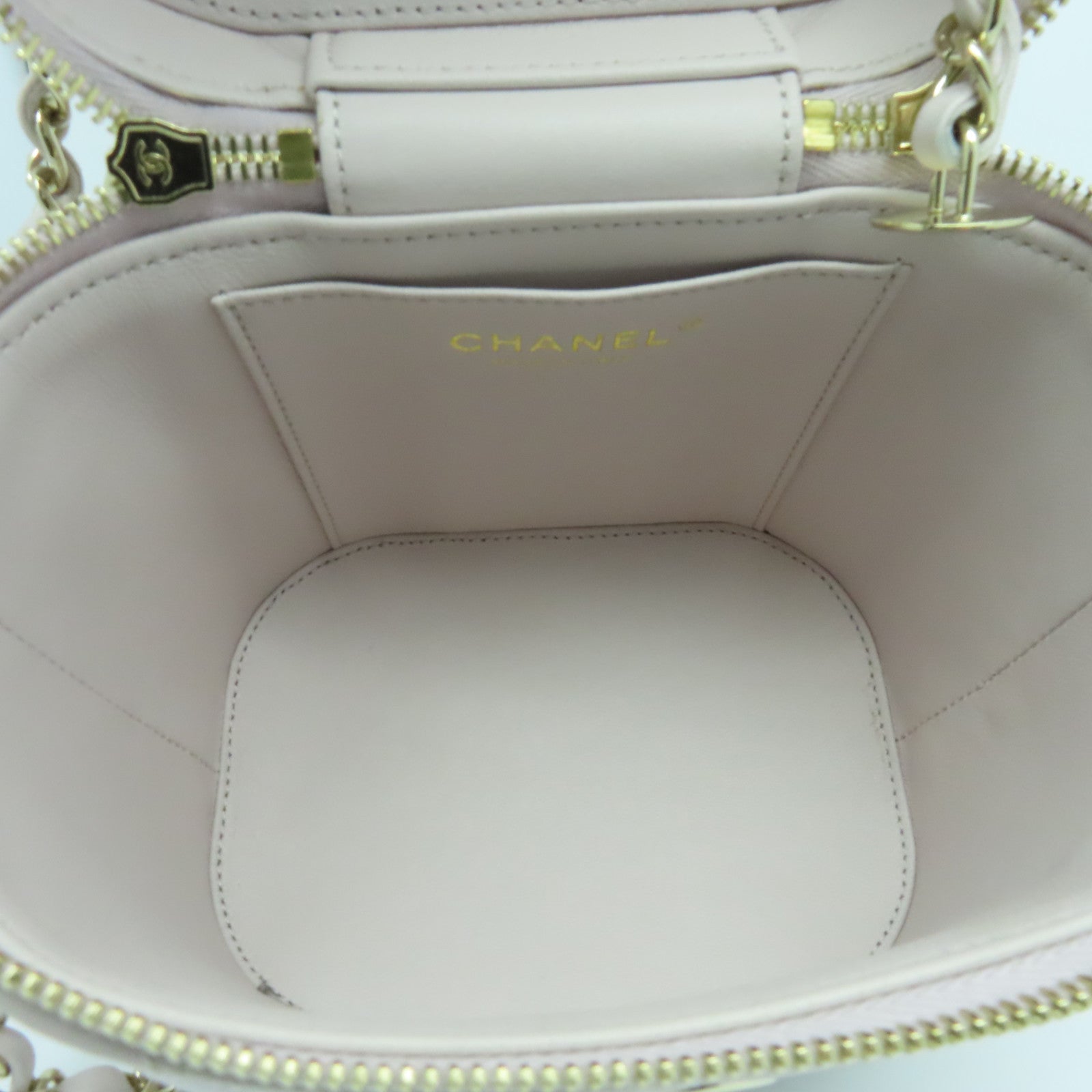 CHANEL 菱格羊皮皮革Vanity Chain Shoulder Bag金扣链带肩背袋粉红色