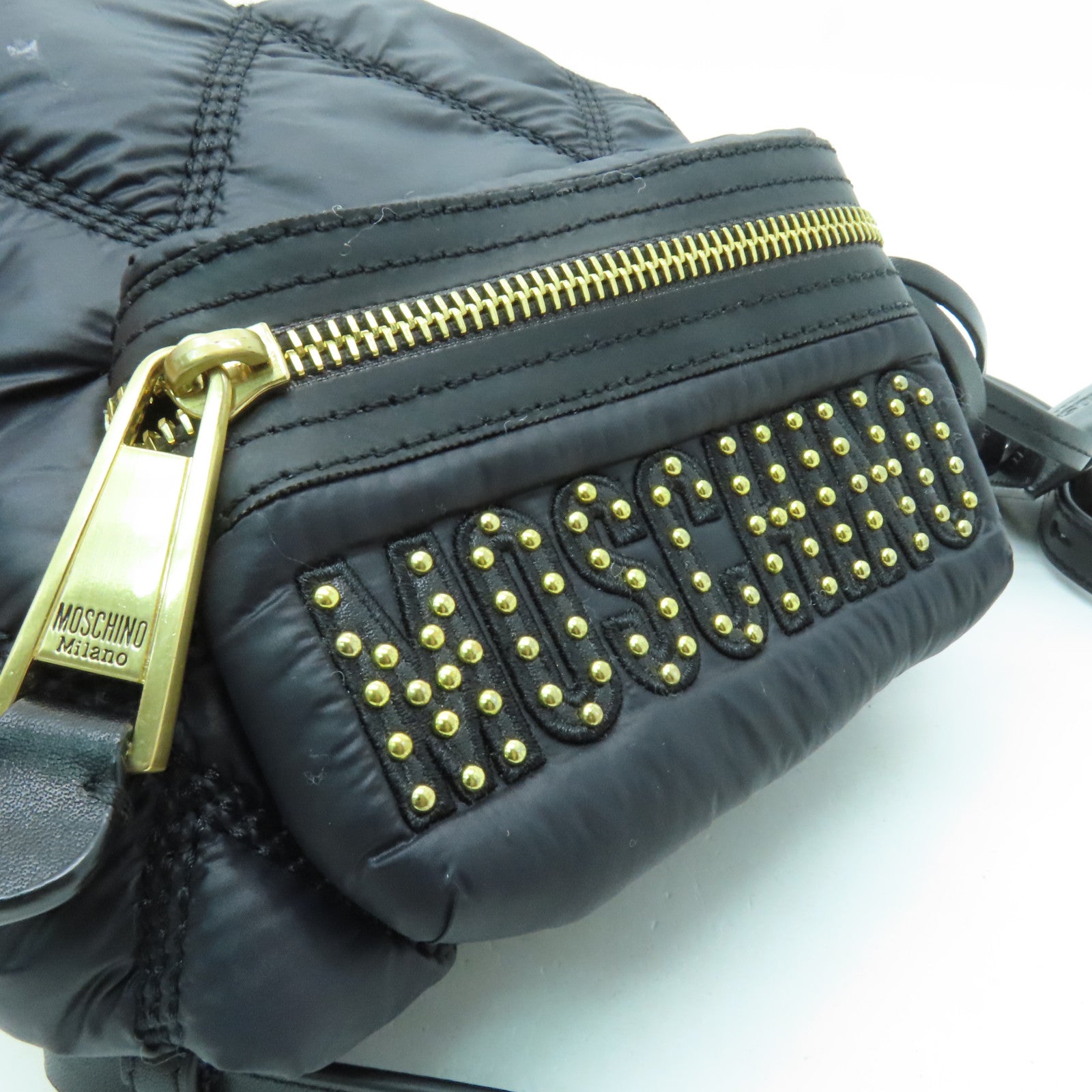 MOSCHINO 帆布Backpack金扣背包黑色