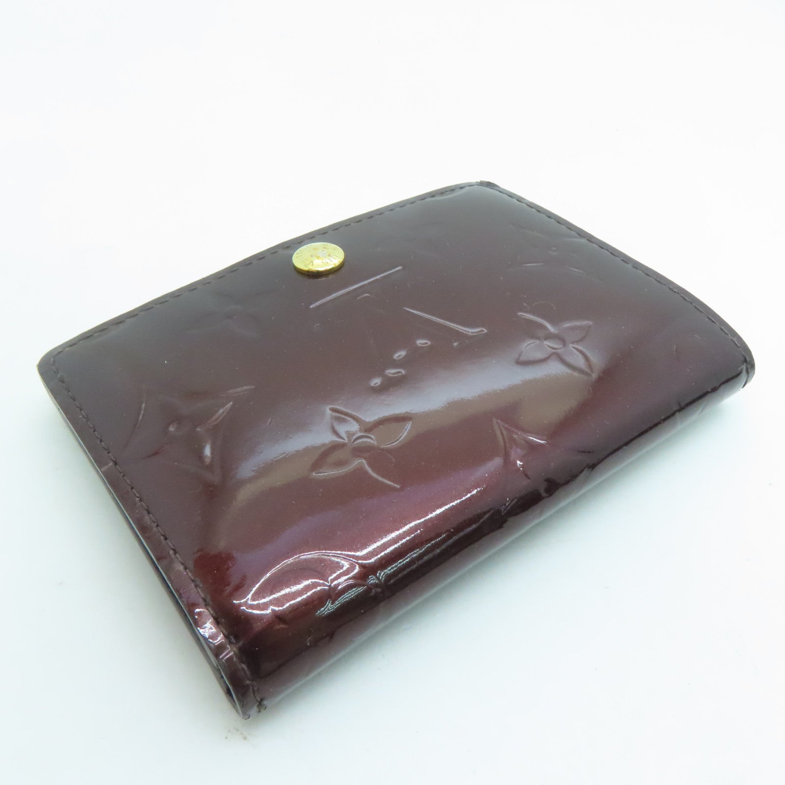 LOUIS VUITTON Monogram Vernis Card Case金扣卡片套红色
