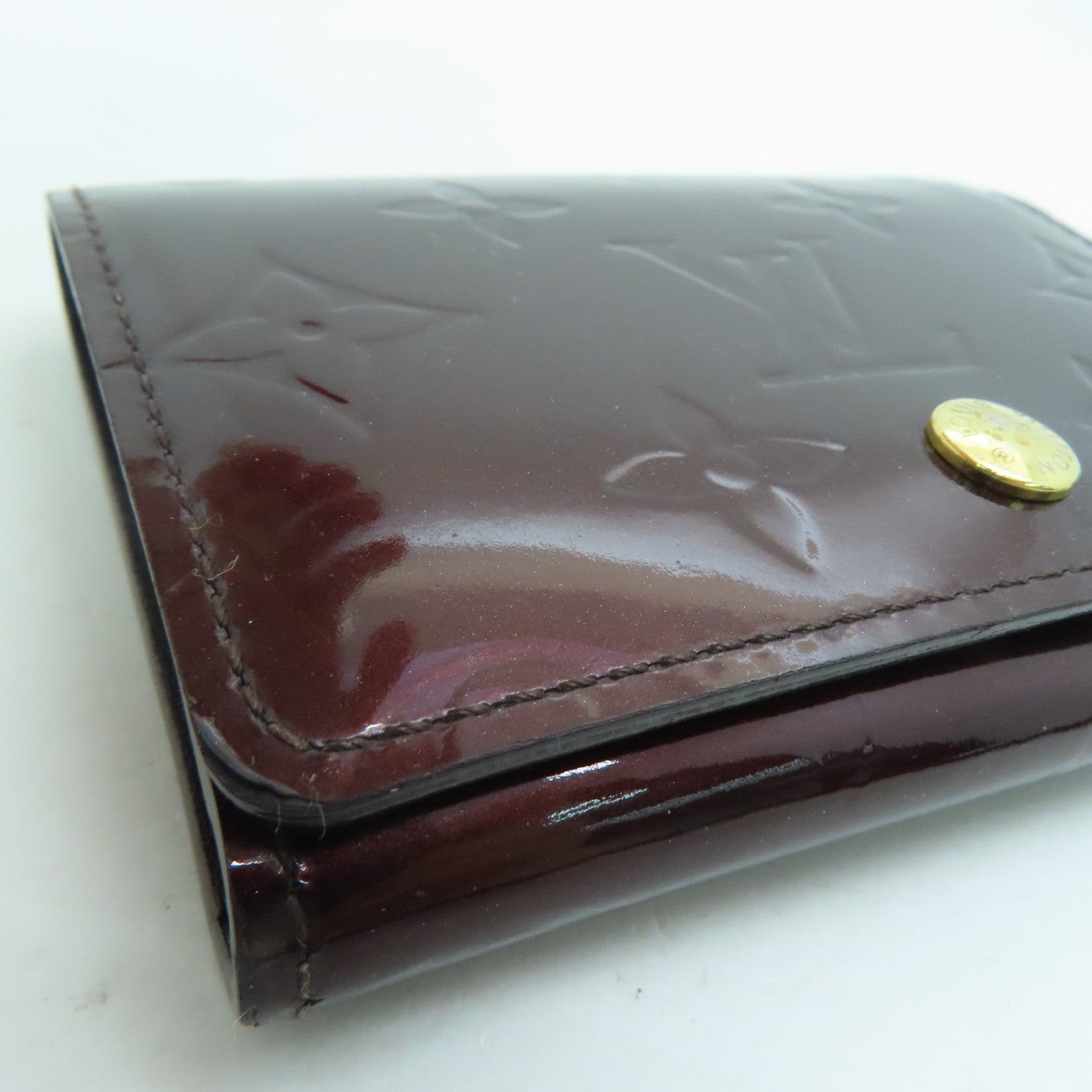 LOUIS VUITTON Monogram Vernis Card Case金扣卡片套红色