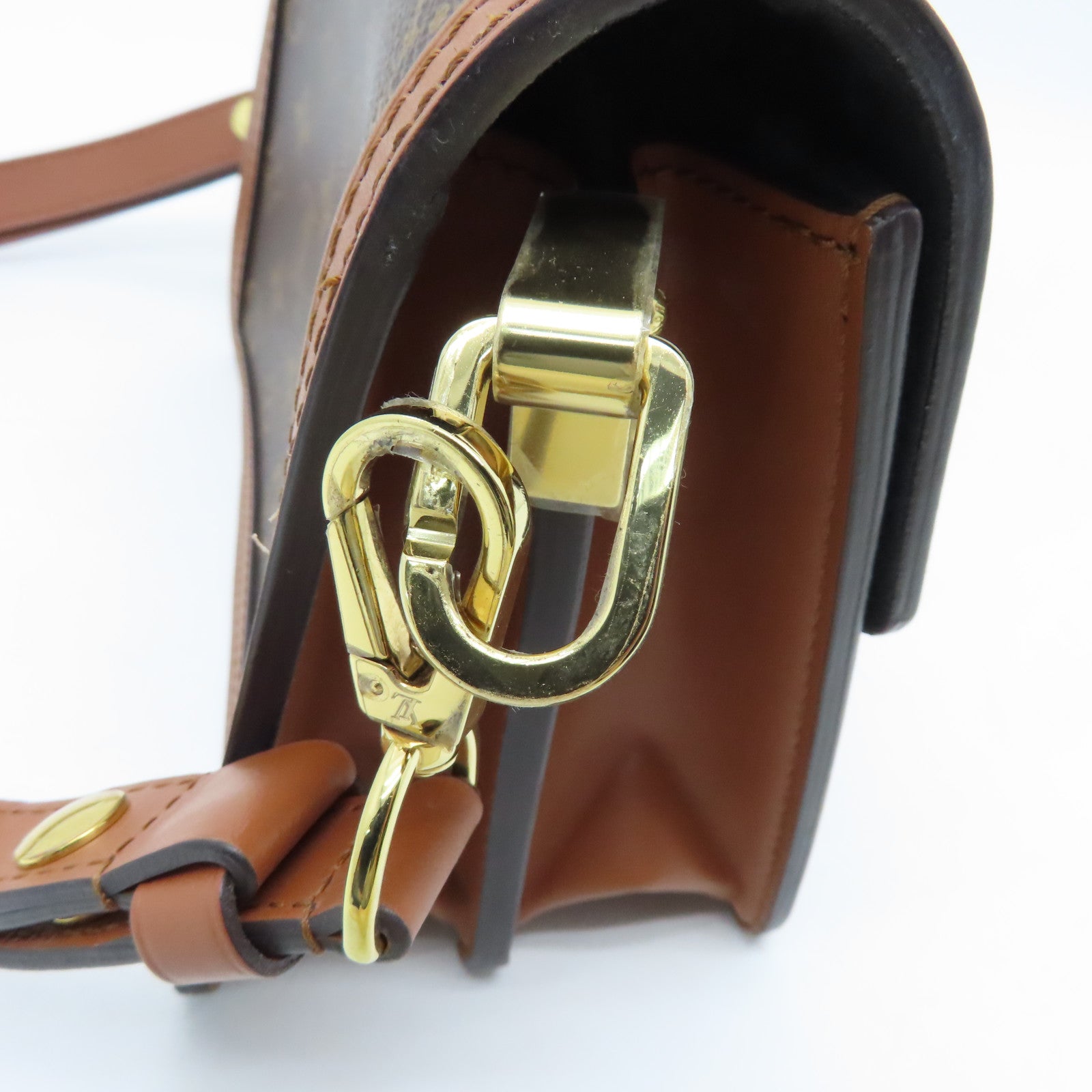 LOUIS VUITTON Monogram Reverse Mini Dauphine Gold Buckle Shoulder Bag Brown