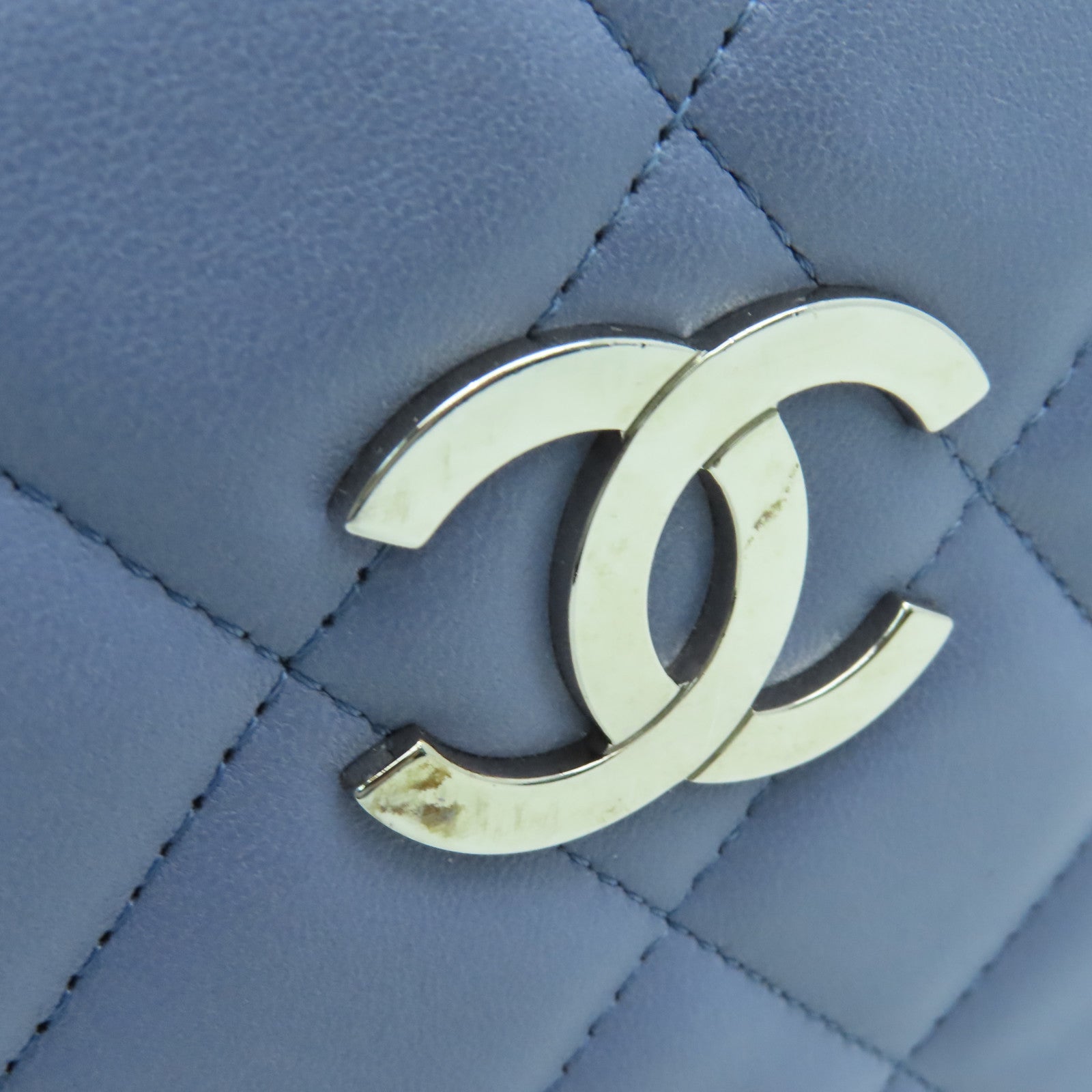 CHANEL Rhombus Sheepskin Leather Chain Shoulder Bag Silver Buckle Chain Belt Shoulder Bag Purple