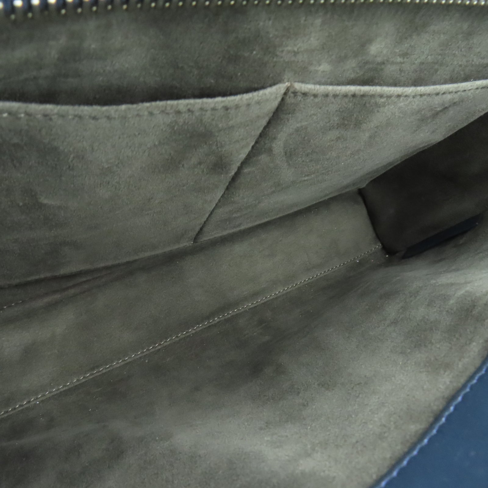 FENDI Cowhide Leather Dotcom Silver Buckle Handle Shoulder Bag Blue