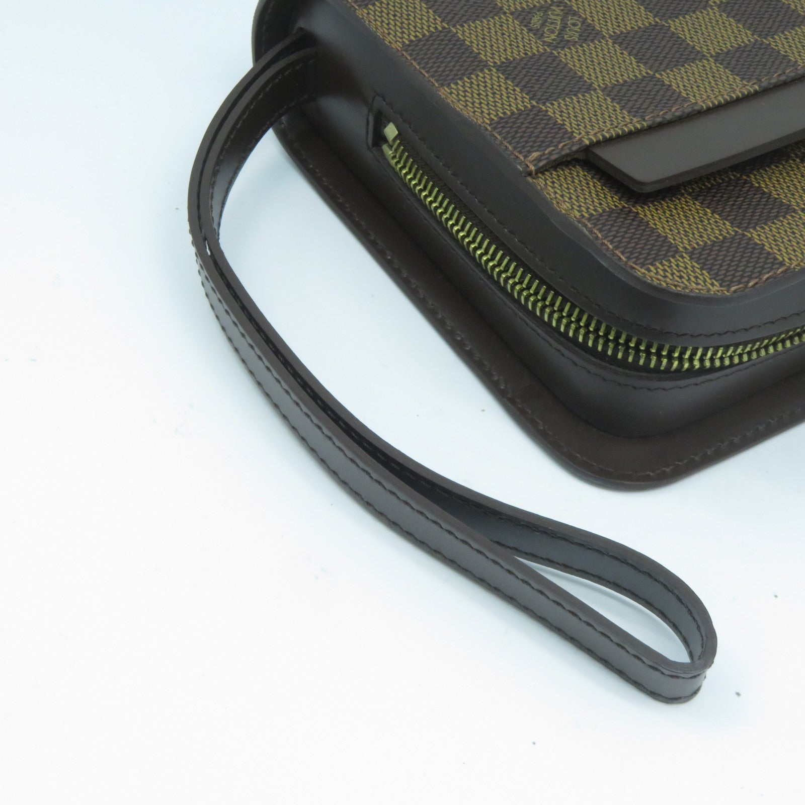LOUIS VUITTON Damier Ebene Pochette Saint金扣手拿包啡色