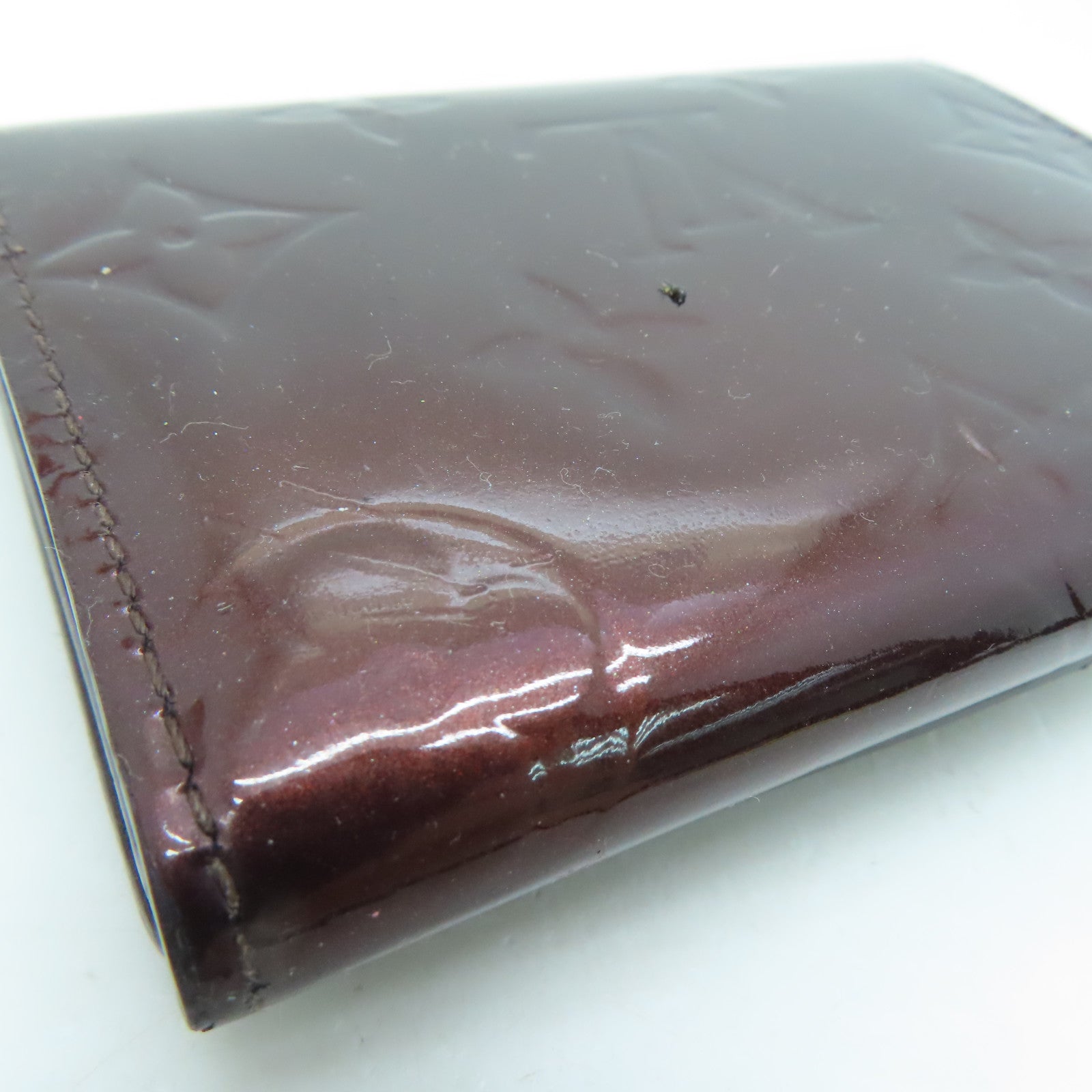 LOUIS VUITTON Monogram Vernis Card Case金扣卡片套红色