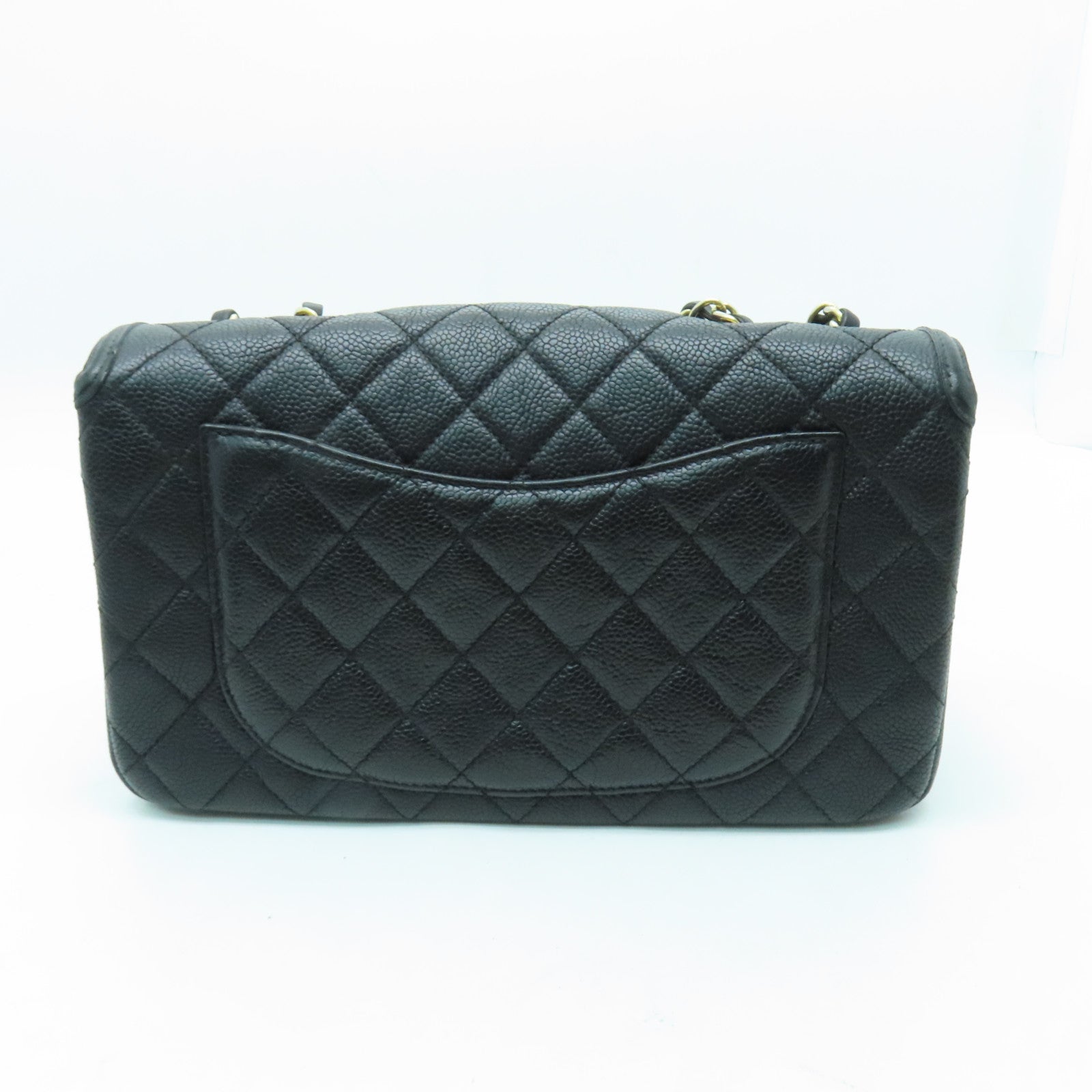 CHANEL 菱格牛皮皮革Shoulder Bag金扣链带肩背袋黑色