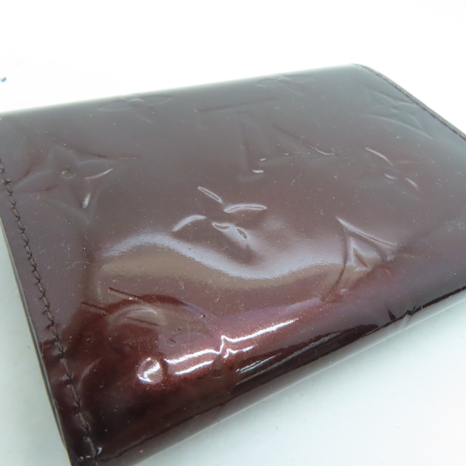 LOUIS VUITTON Monogram Vernis Card Case金扣卡片套红色