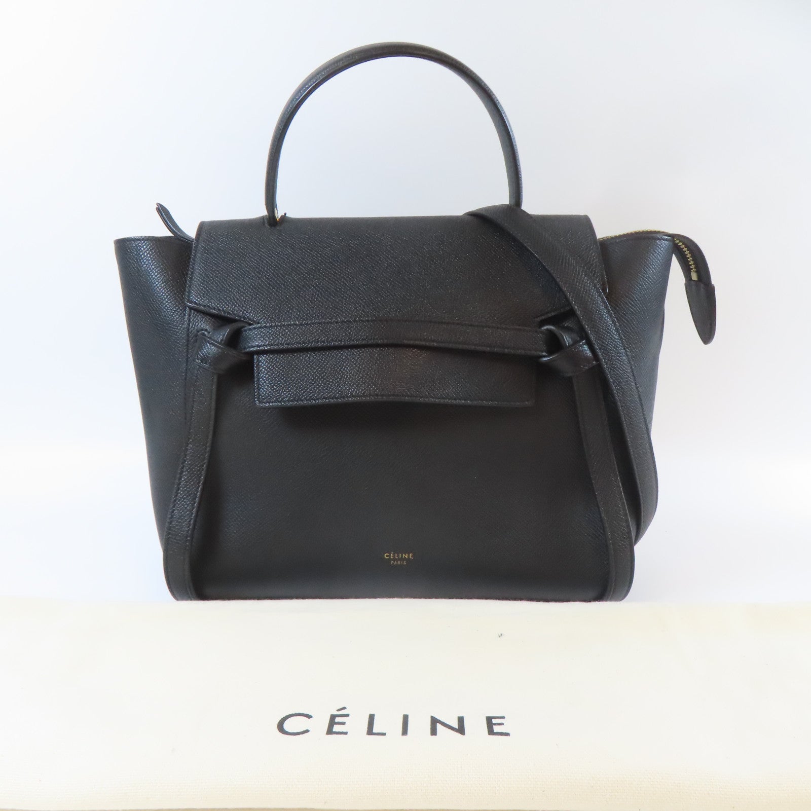 CELINE 牛皮皮革Micro Belt Bag金扣手挽肩背兩用袋黑色