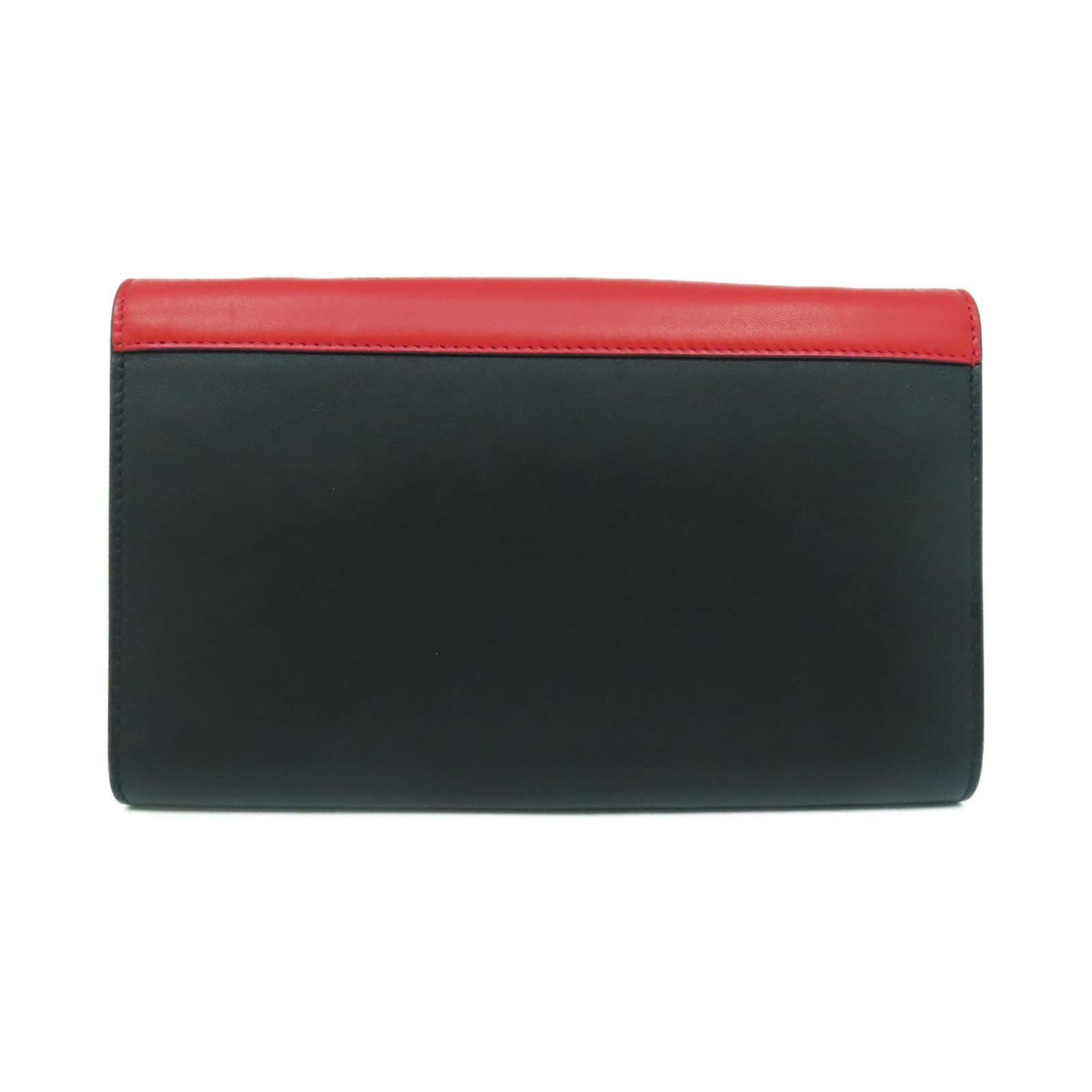 CELINE 牛皮皮革Shoulder Bag銀扣鏈帶肩背袋紅色/黑色