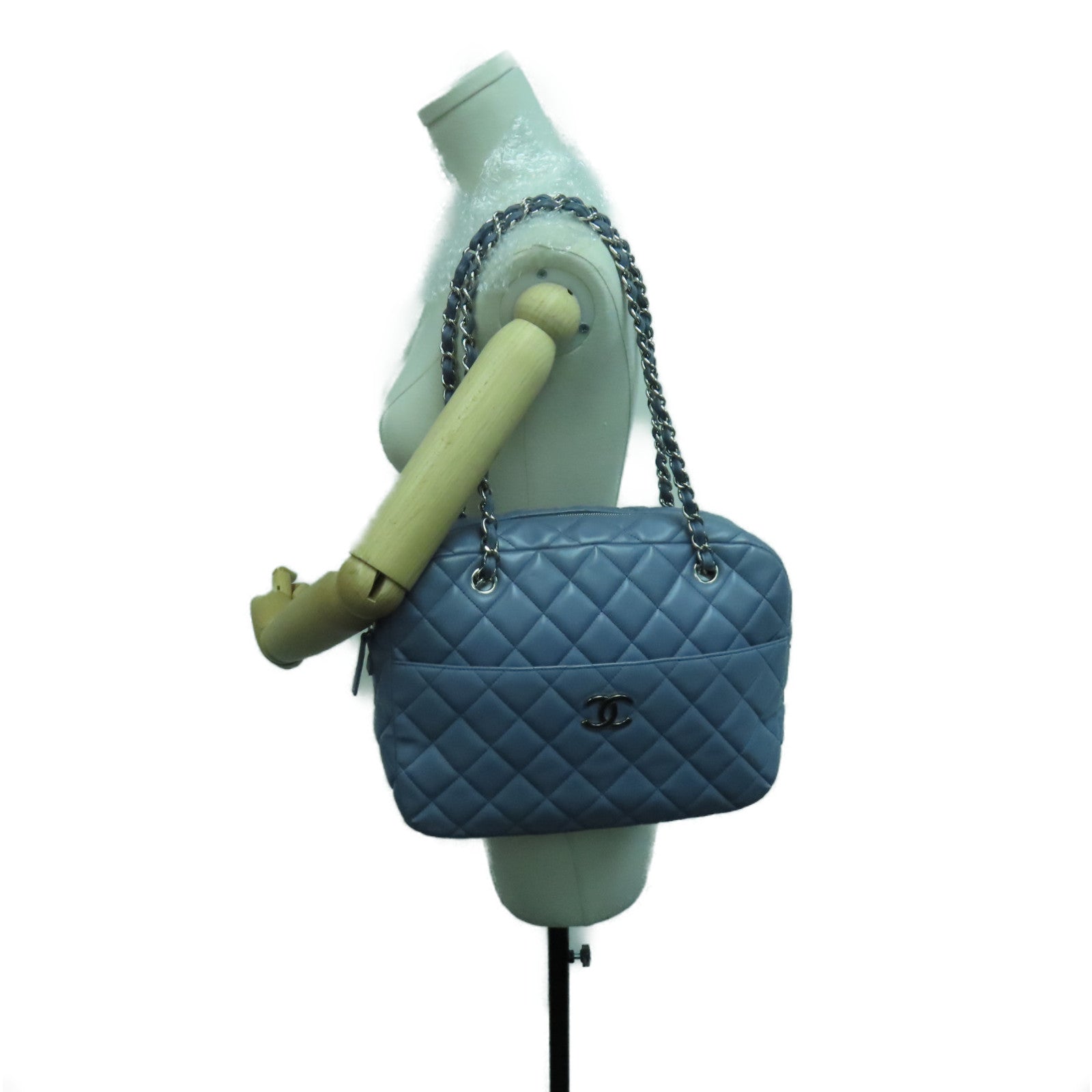 CHANEL Rhombus Sheepskin Leather Chain Shoulder Bag Silver Buckle Chain Belt Shoulder Bag Purple