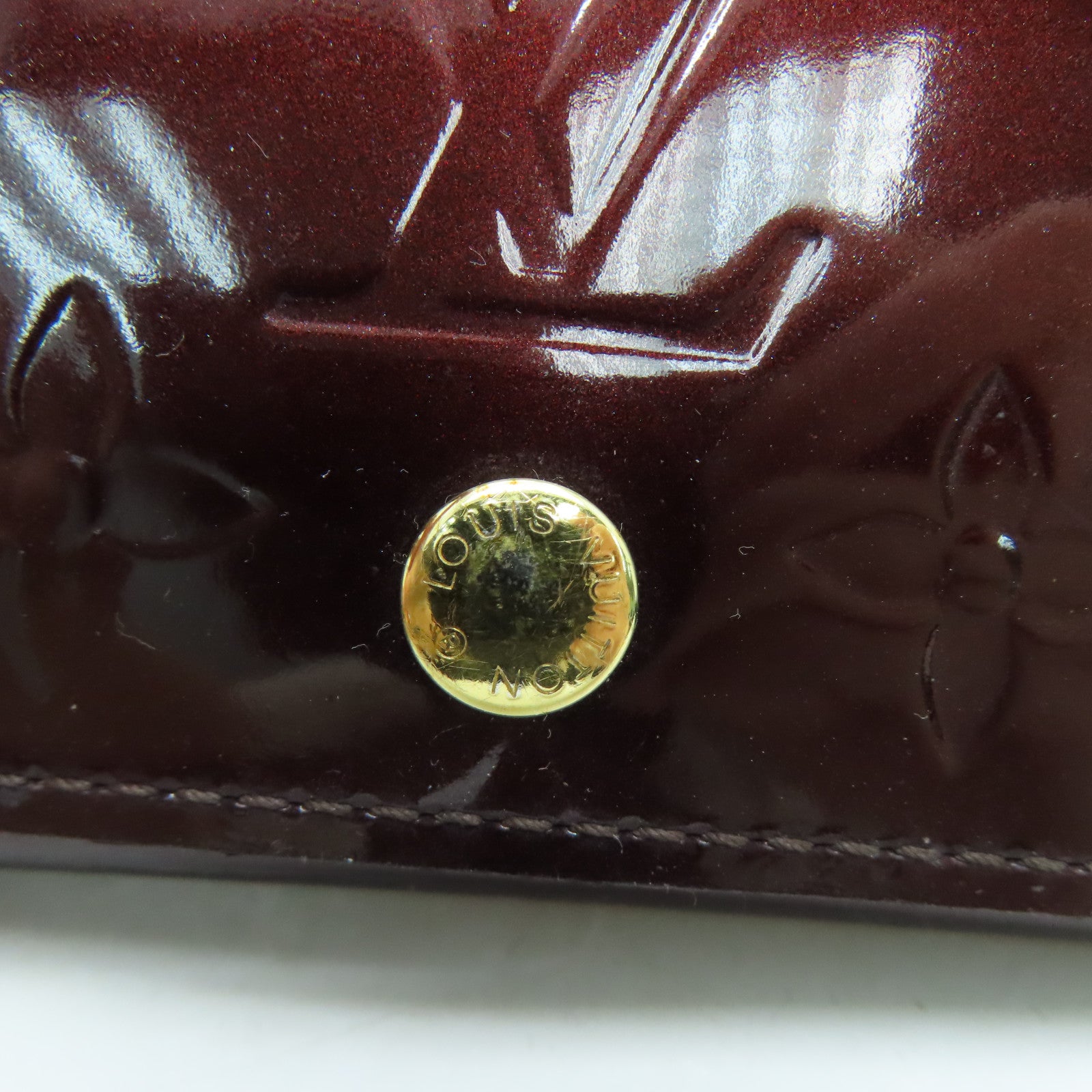 LOUIS VUITTON Monogram Vernis Card Case金扣卡片套红色