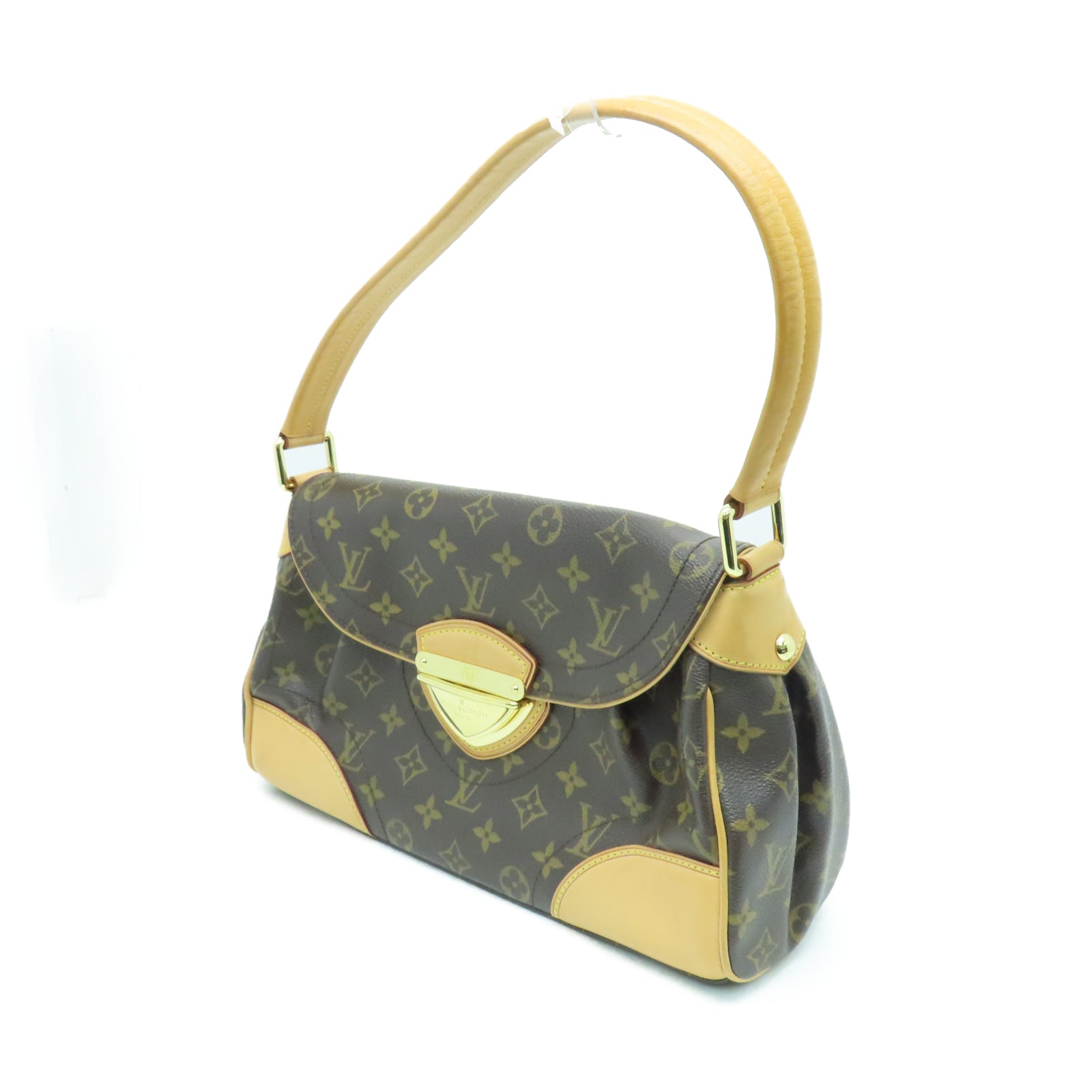 LOUIS VUITTON Monogram Beverly MM金扣肩背袋棕色