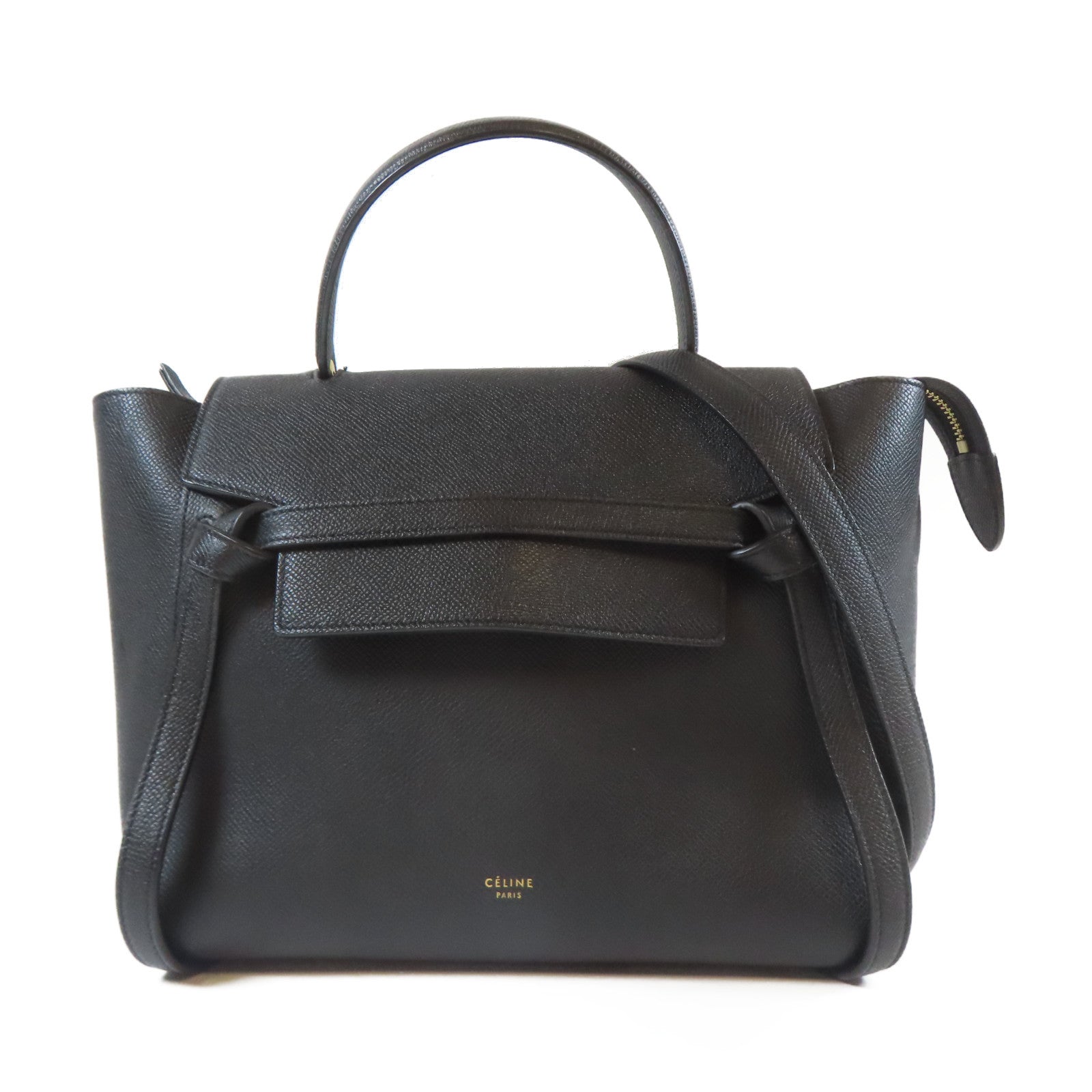 CELINE 牛皮皮革Micro Belt Bag金扣手挽肩背兩用袋黑色