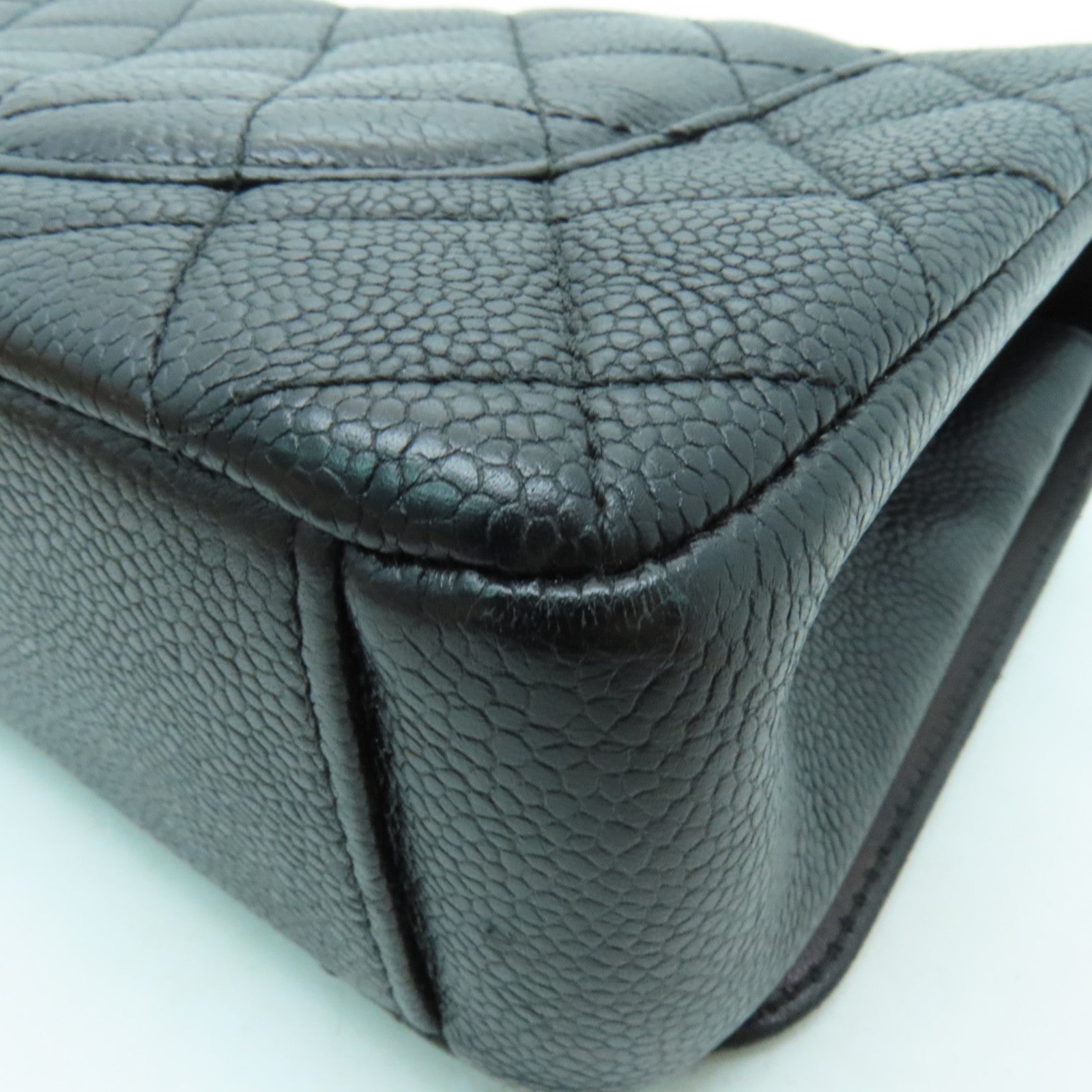 CHANEL 菱格牛皮皮革Shoulder Bag金扣链带肩背袋黑色