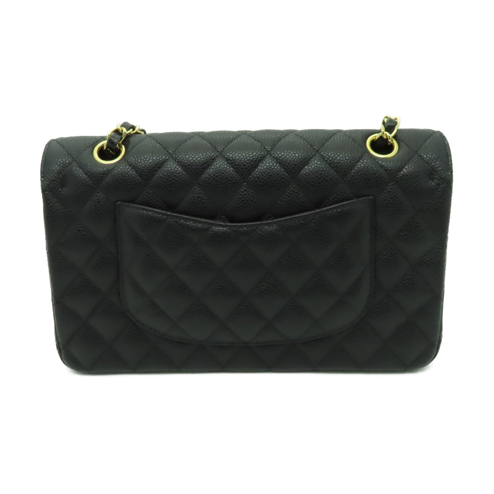 CHANEL 菱格Caviar皮革Classic Flap 25金扣鏈帶肩背袋黒色