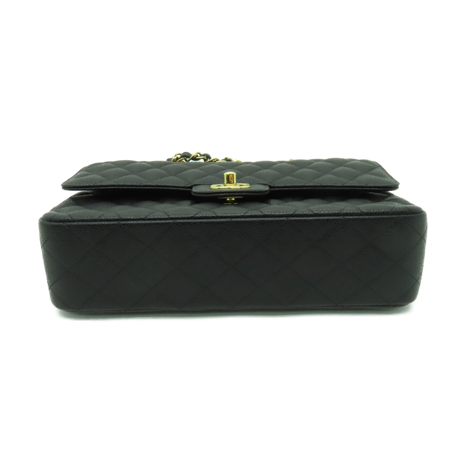 CHANEL 菱格Caviar皮革Classic Flap 25金扣鏈帶肩背袋黒色
