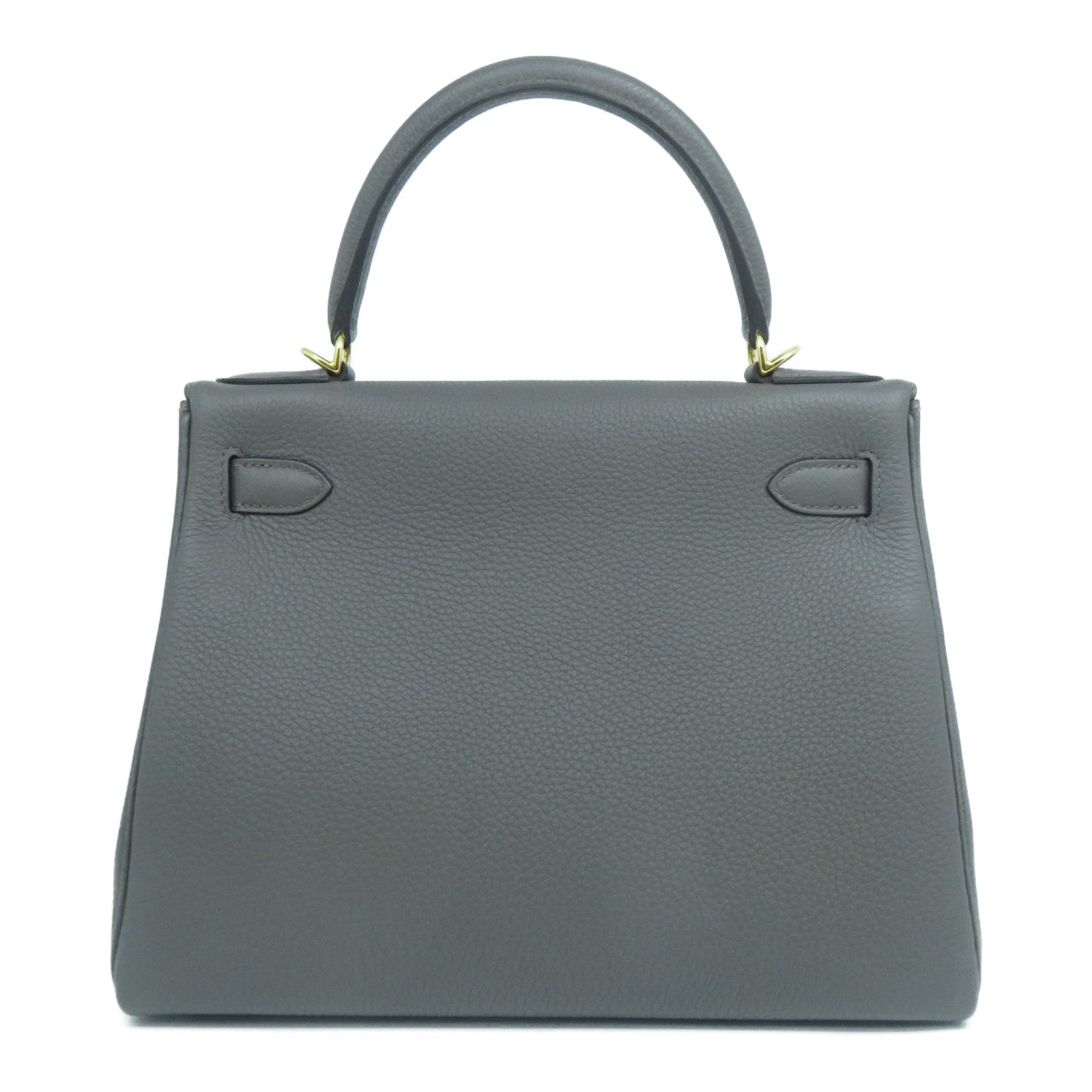 HERMES Clemence皮革Kelly 28金扣手挽肩背兩用袋Etoupe大象灰色