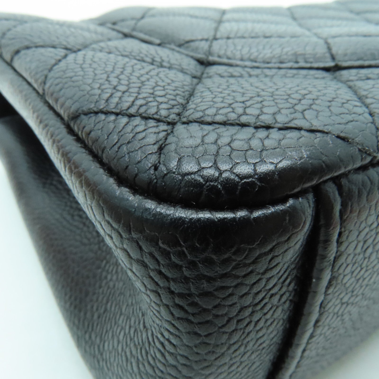 CHANEL 菱格牛皮皮革Shoulder Bag金扣链带肩背袋黑色