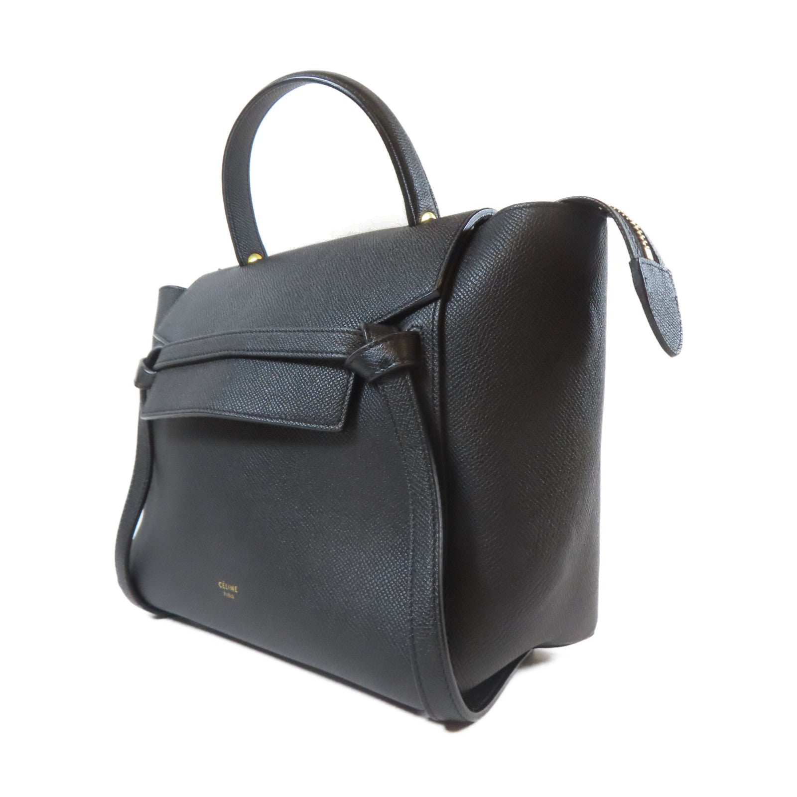 CELINE 牛皮皮革Micro Belt Bag金扣手挽肩背兩用袋黑色