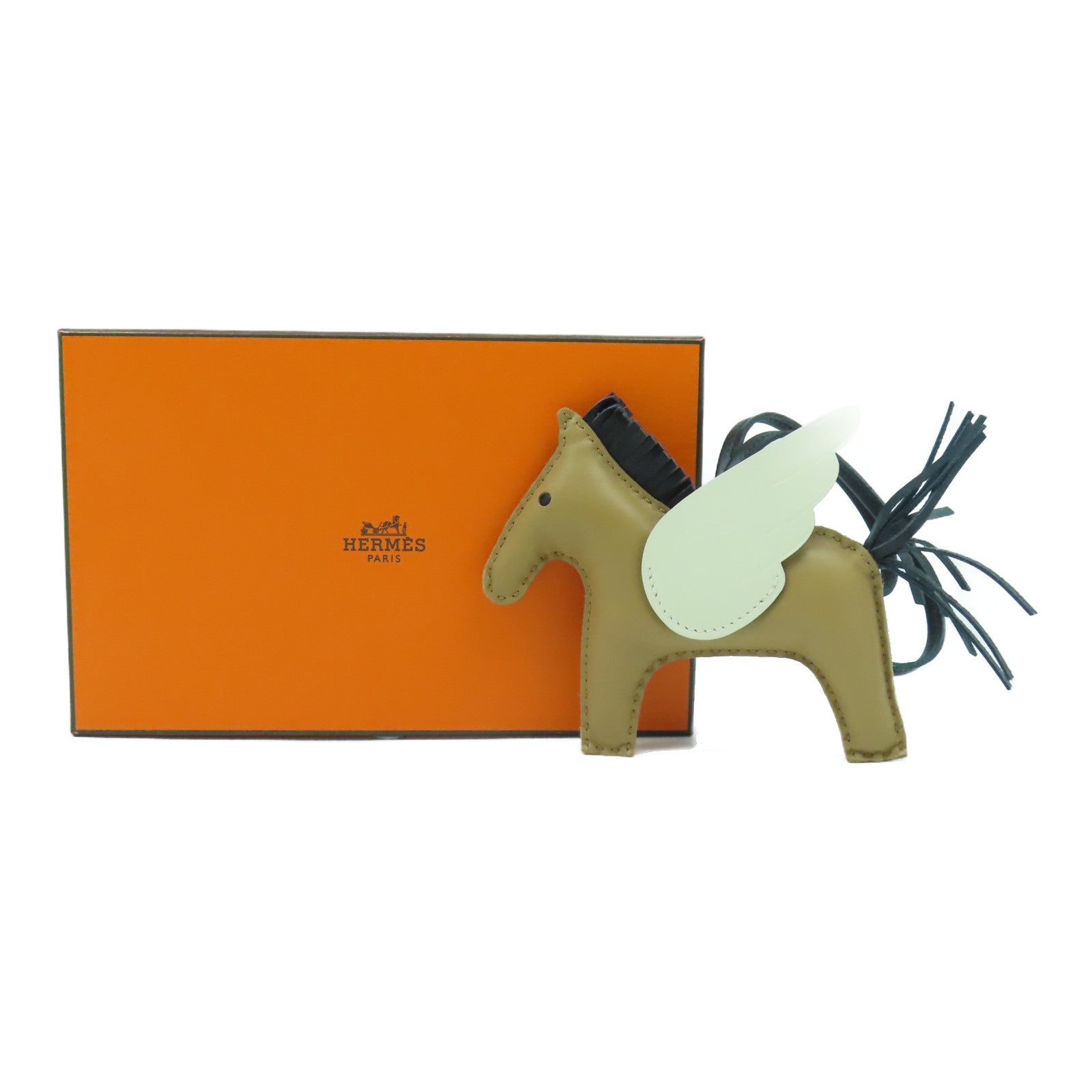 HERMES Swift皮革Rodeo Pegase MM Charm掛飾啡色/黑色
