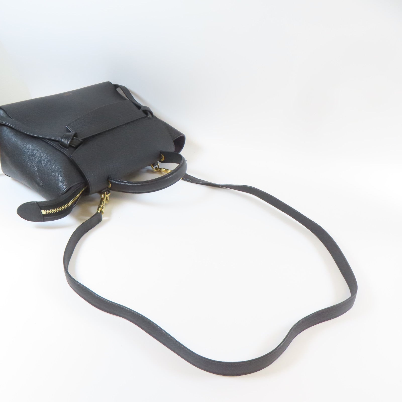 CELINE 牛皮皮革Micro Belt Bag金扣手挽肩背兩用袋黑色
