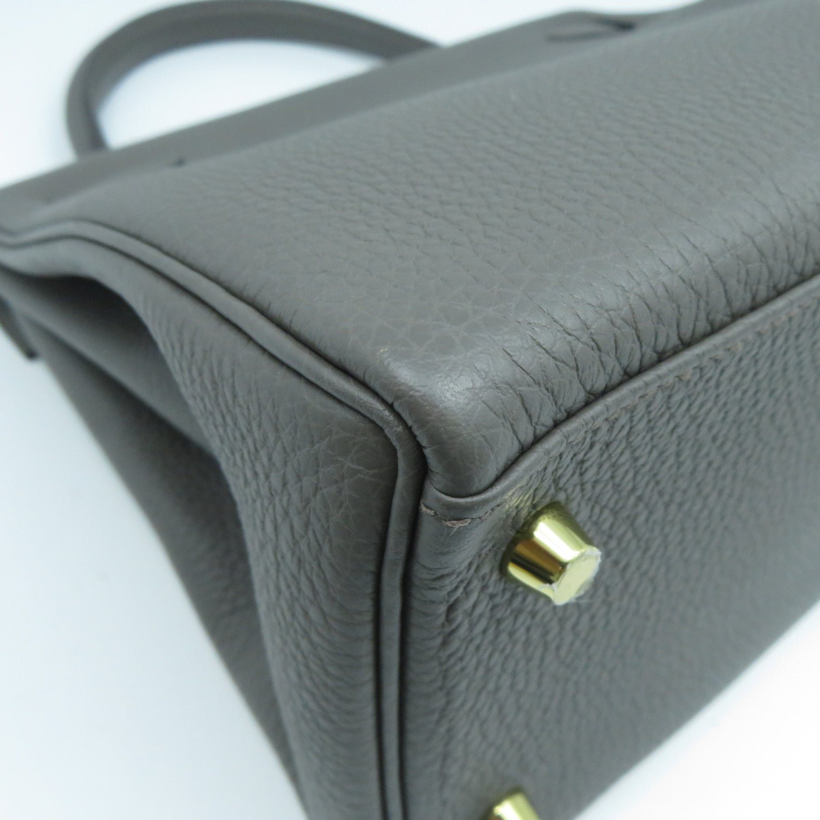 HERMES Clemence皮革Kelly 28金扣手挽肩背兩用袋Etoupe大象灰色